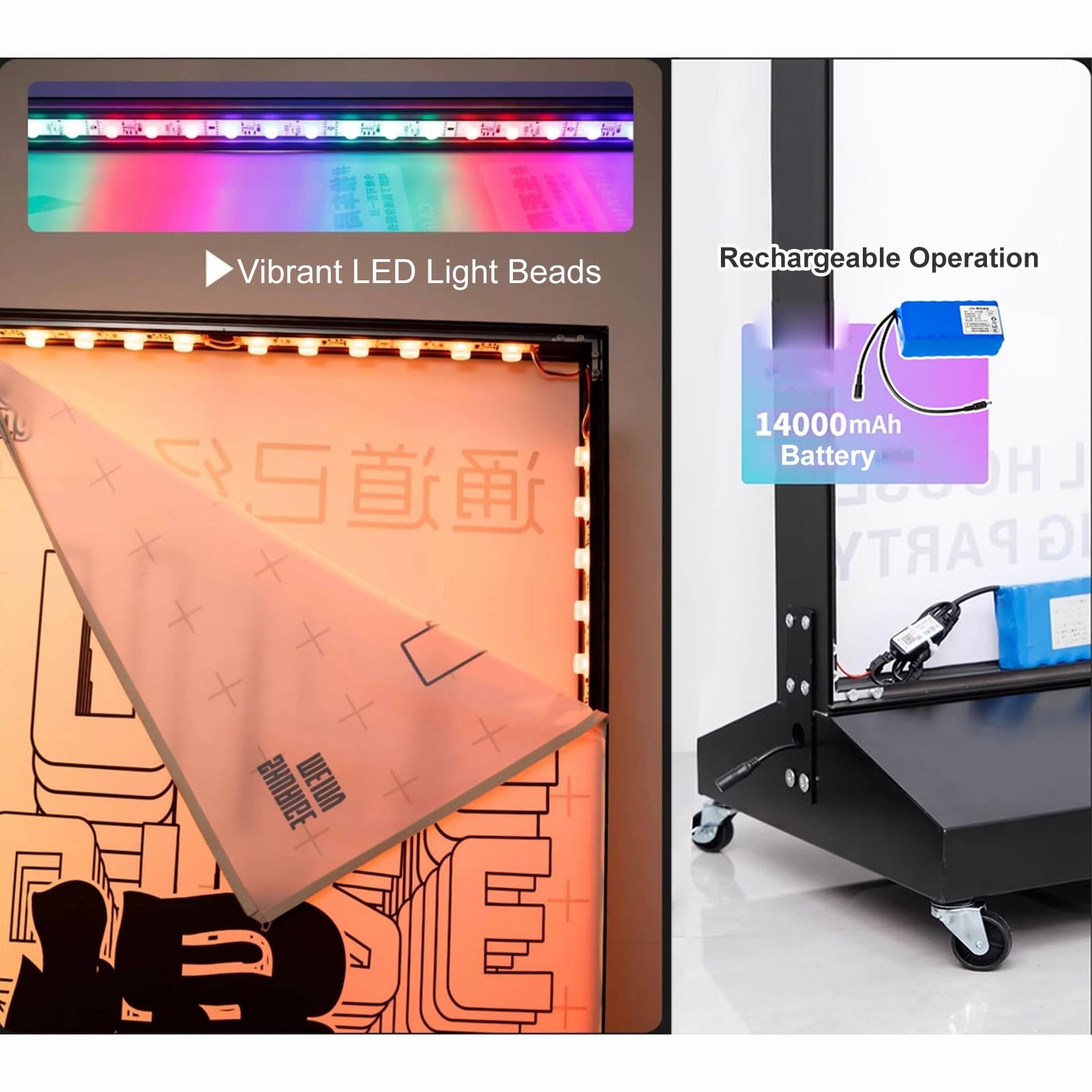 Soporte para letreros de caja de luz LED para exhibición, negocios y tiendas, soporte de señalización de suelo al aire libre (60 x 150 cm), perfecto para promociones y anuncios