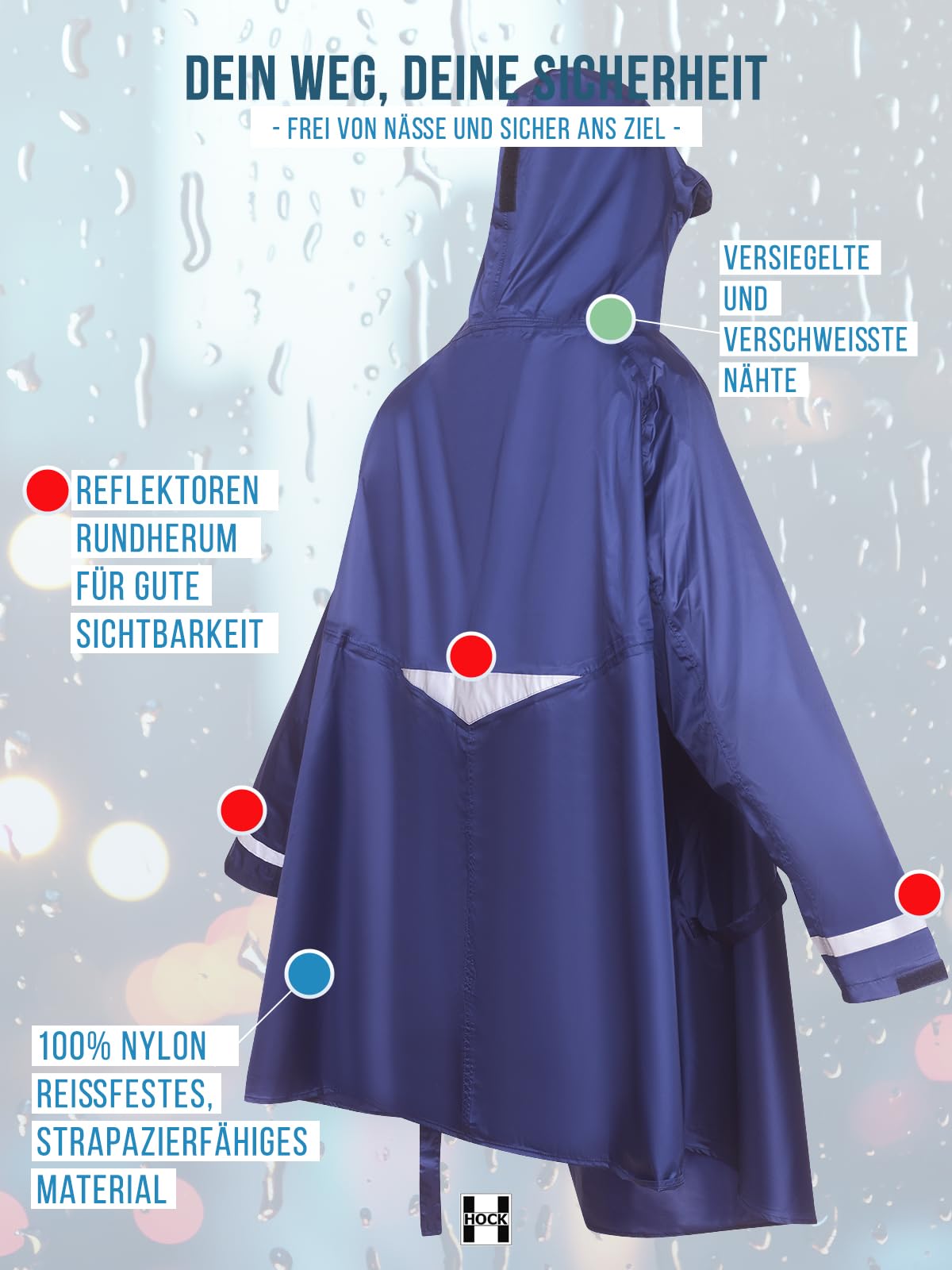 HOCK E-bike Poncho Poncho con maniche Unisex - Adulto