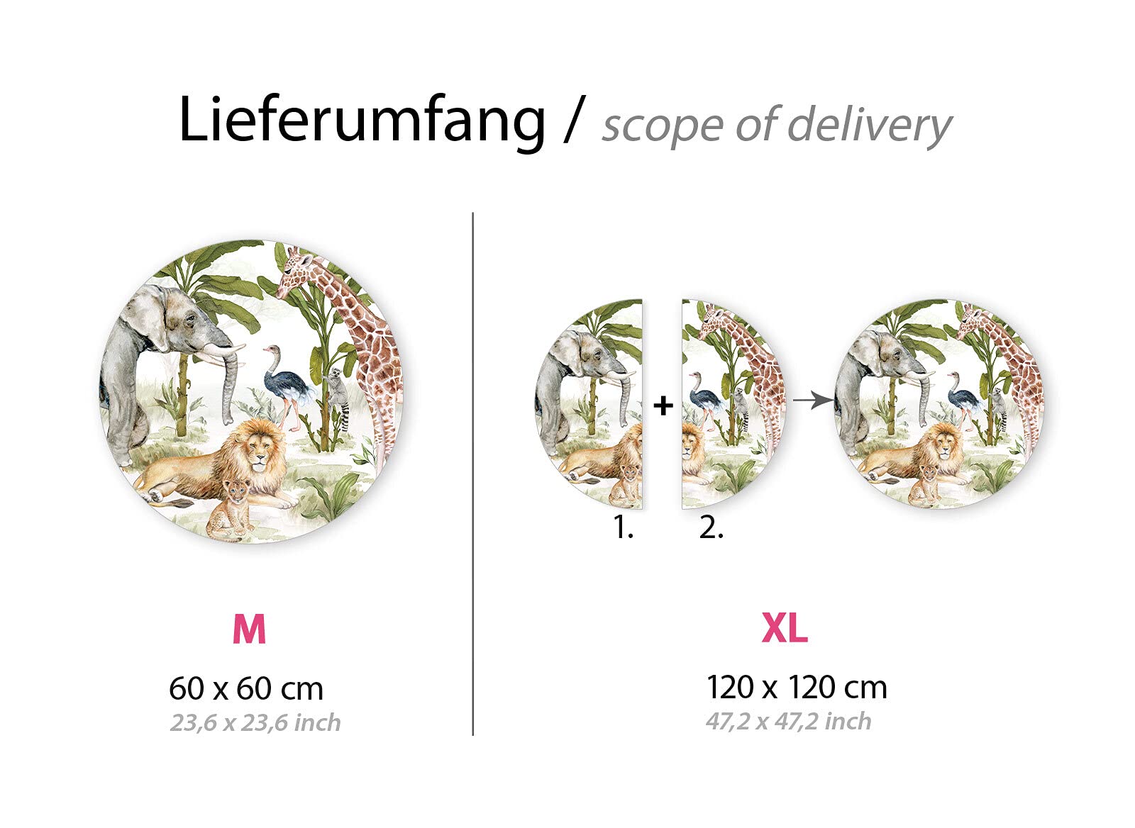 Little Deco DL619 - Adhesivo decorativo para pared (120 cm), diseño de animales de león jirafa