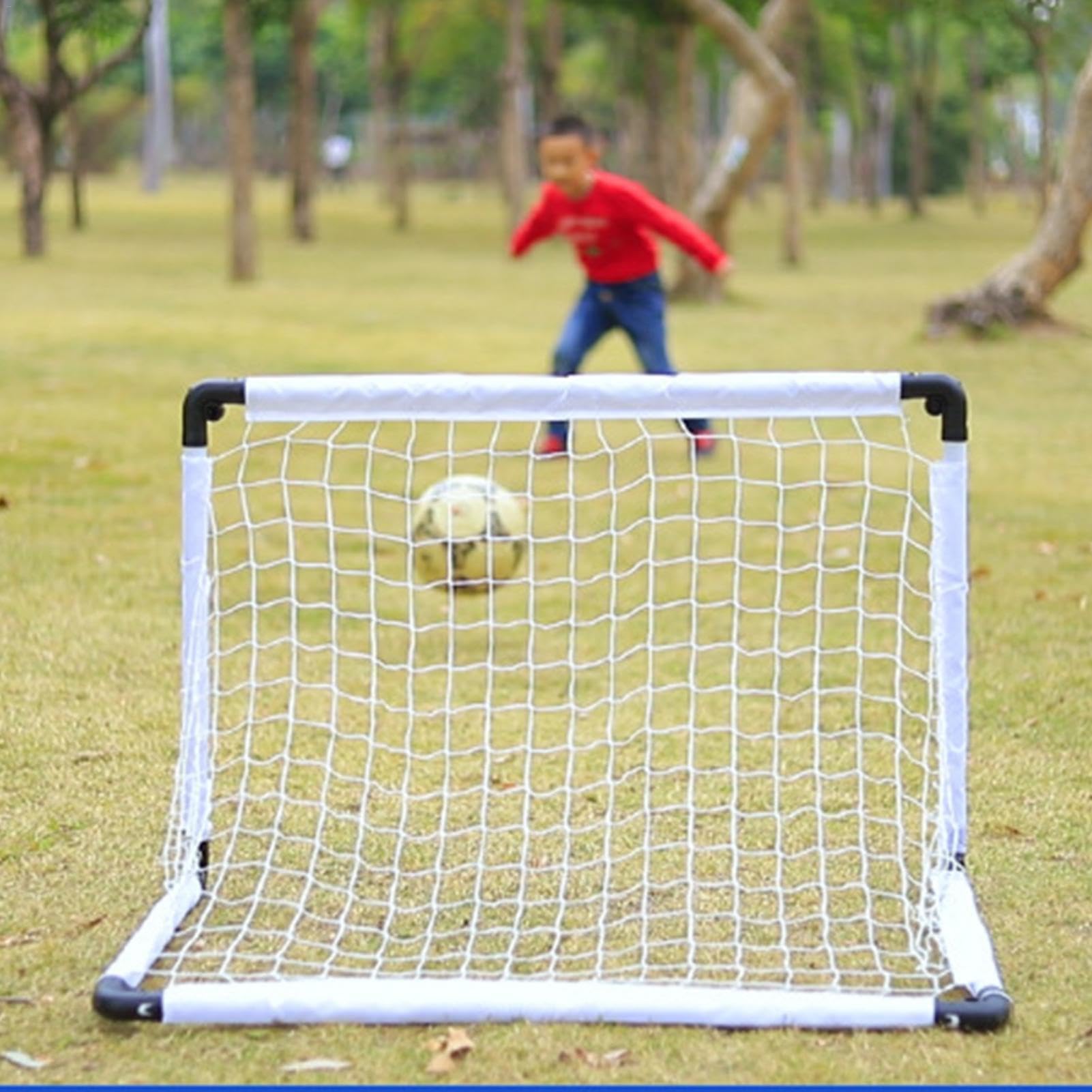 Portería de fútbol para niños, portería de fútbol juvenil con bomba de balón, bolsa de transporte, red de práctica, equipo de entrenamiento de fútbol plegable para patio, jardín, parque