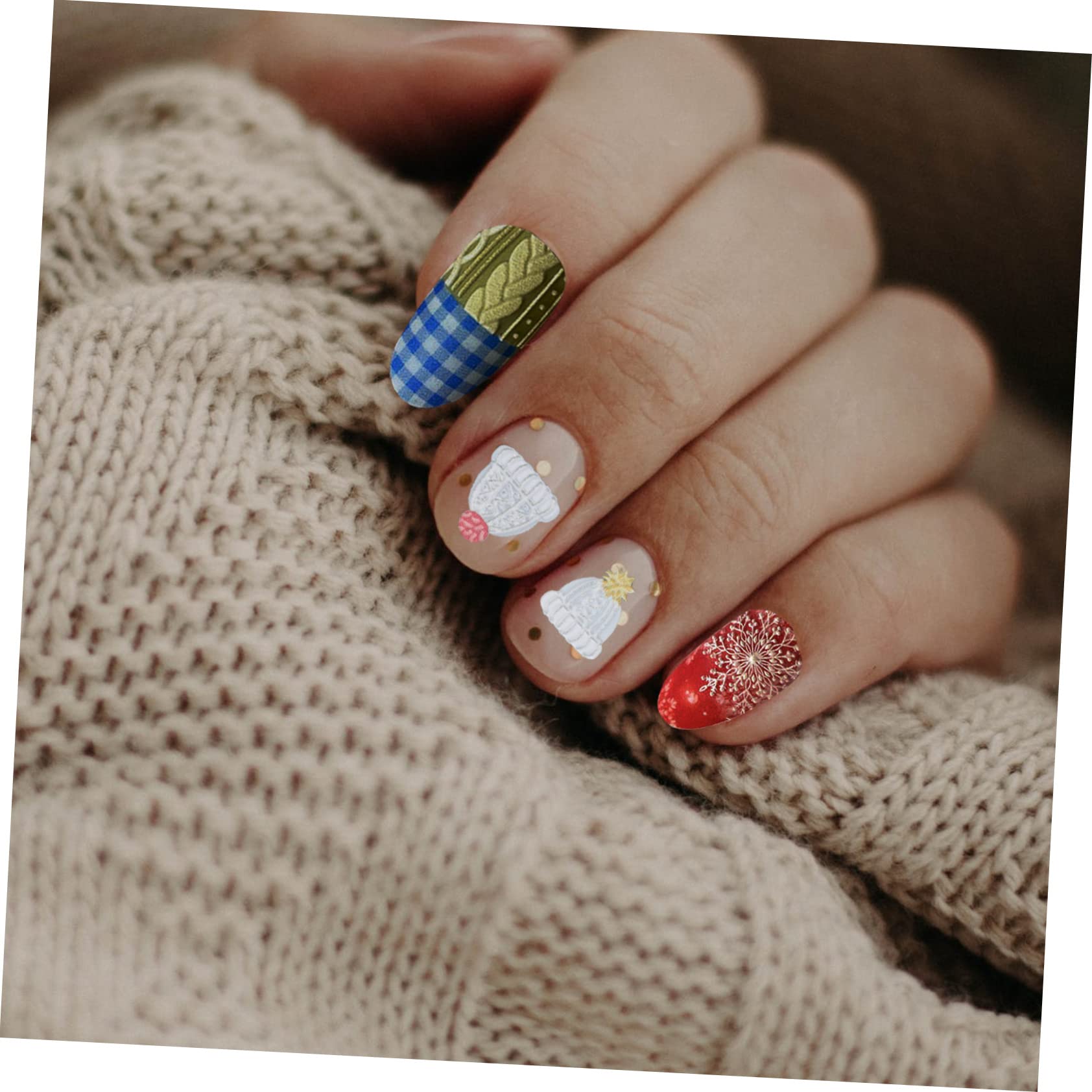 Healvian 12sets Adesivi Unghie Natalizi Con Motivi Di Maglione e Fiocchi Di Decorazioni Per Nail Art Perfetti Per Donne e Ragazze Stile Unico e Creativo Materiale Resistente e Alta
