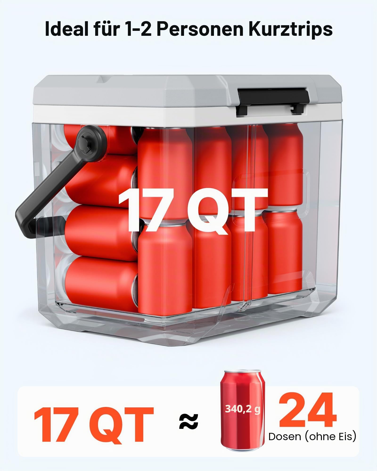 VEVOR Kühlbox 16 L, Passiver Kühlbehälter, Hält den Inhalt 48 Stunden Lang Kühl, Isolierbox mit Eisspeicher & Robustem Griff, Coolbox ohne Strom, Ultraleicht für Camping, Konzerte & Sport