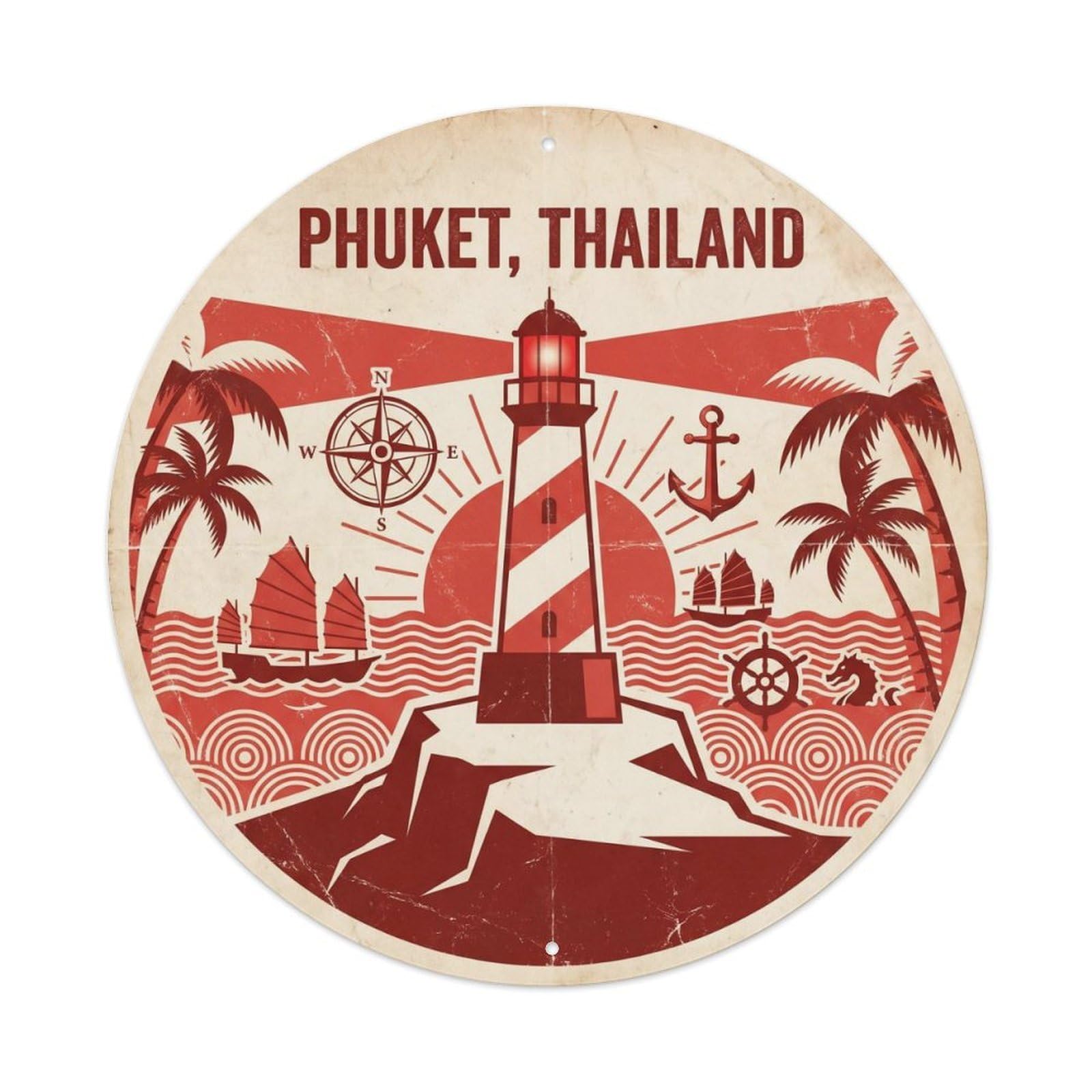 Phuket Promthep Cape Lighthouse Island Coastal Beach Metal Tin Sign