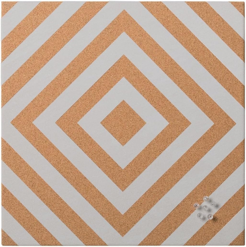 MasterVision White and Natural Cork Decorative Frameless Bulletin / Pin Board, 16 x 16 Inches (SF751407397)