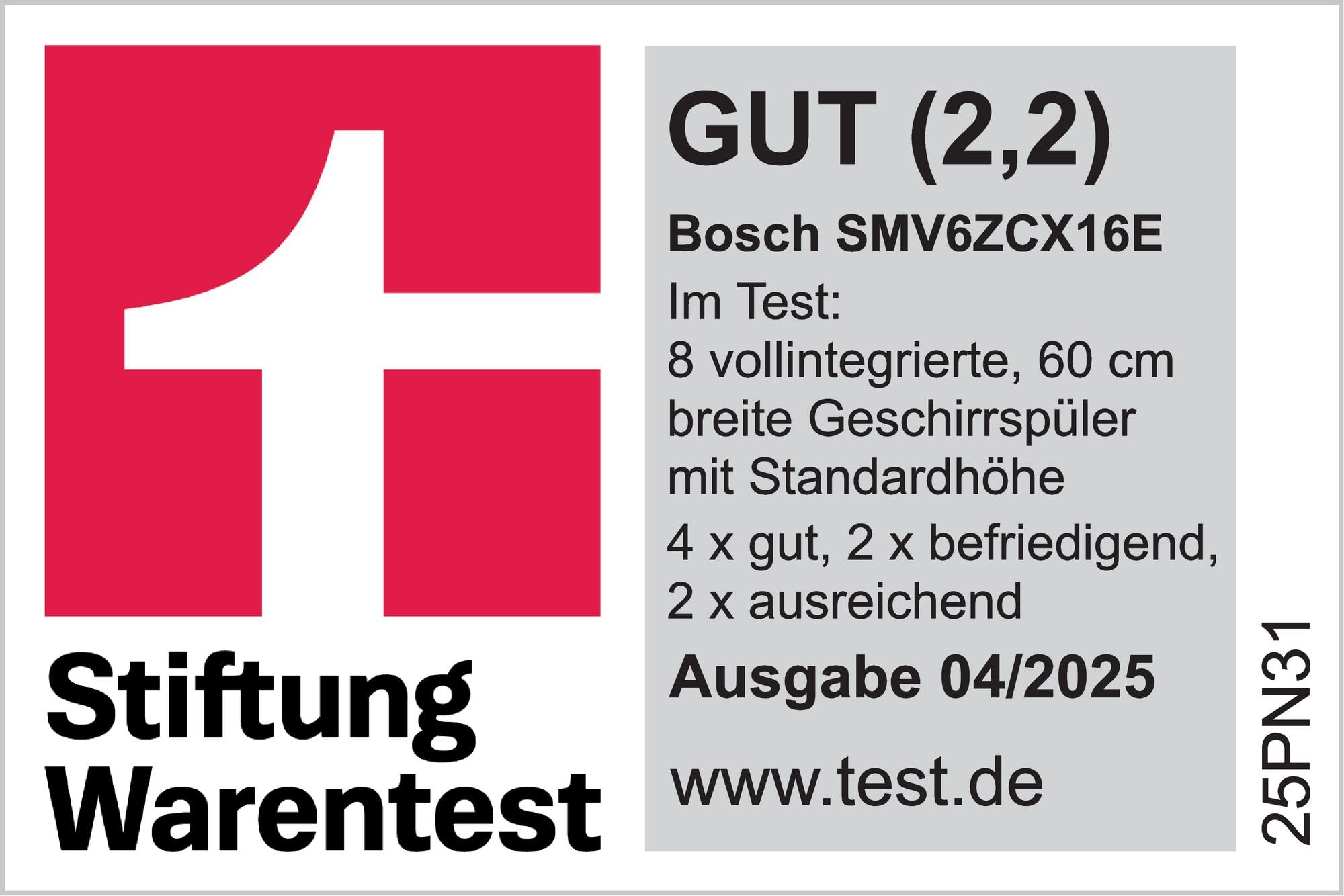 BOSCH SMV6ZCX16E Geschirrspüler Serie 6, vollintegrierte Spülmaschine 60 cm Home Connect