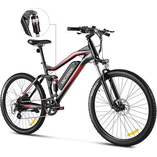 ANCHEER Electric Bike for Adults, Peak 750W Ebike, 3 Hours Fast Charge, 60 Miles Electric Bicycle with 48V/499Wh Battery, 27.5 ''Hummmer Electric Mountain Bike with LCD Display, 21/24 Speed