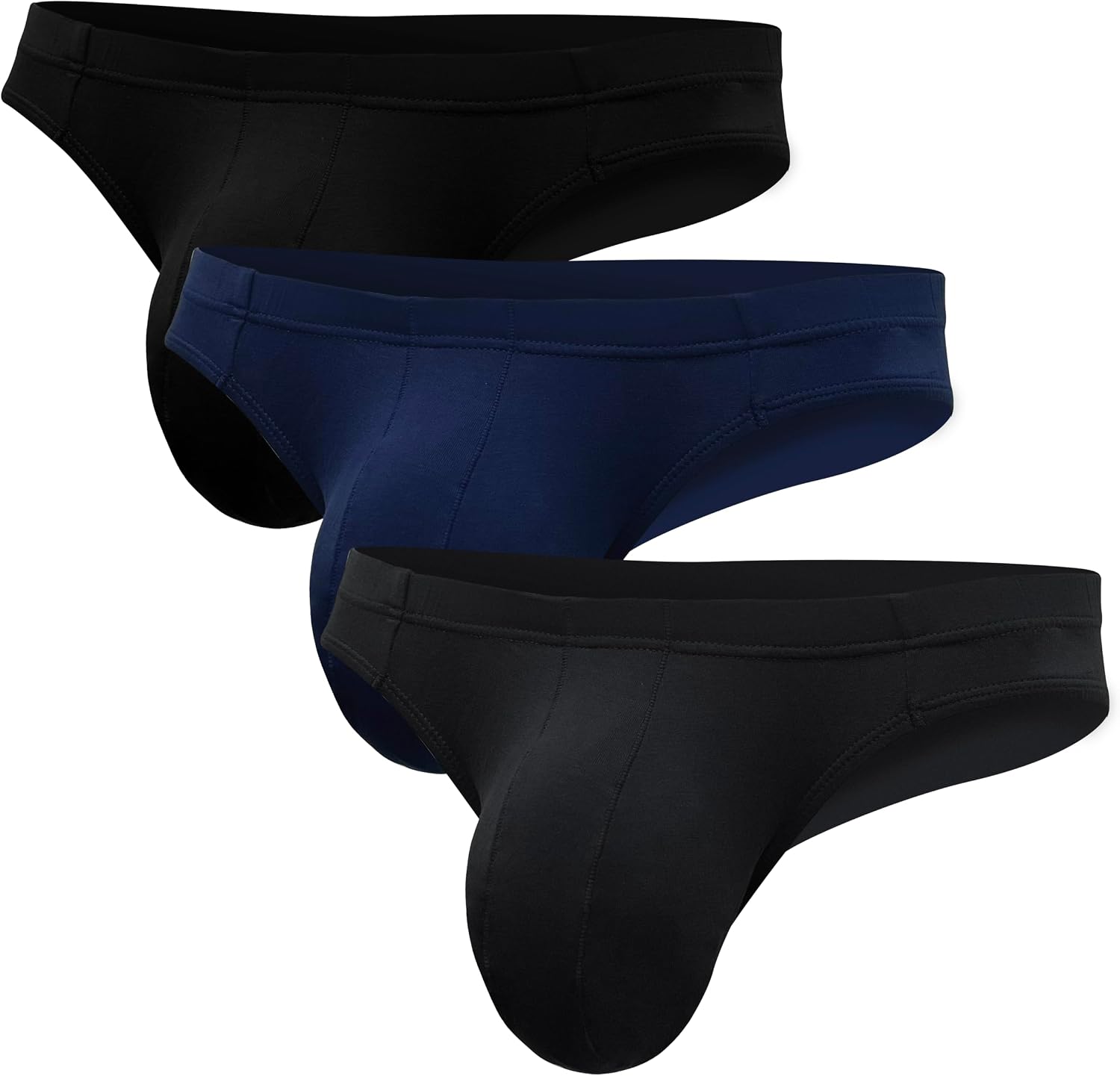Men's Underwear Low Rise Bikini Brief Pouch Size ABCD Soft Silky Touch Underpants, Multipack