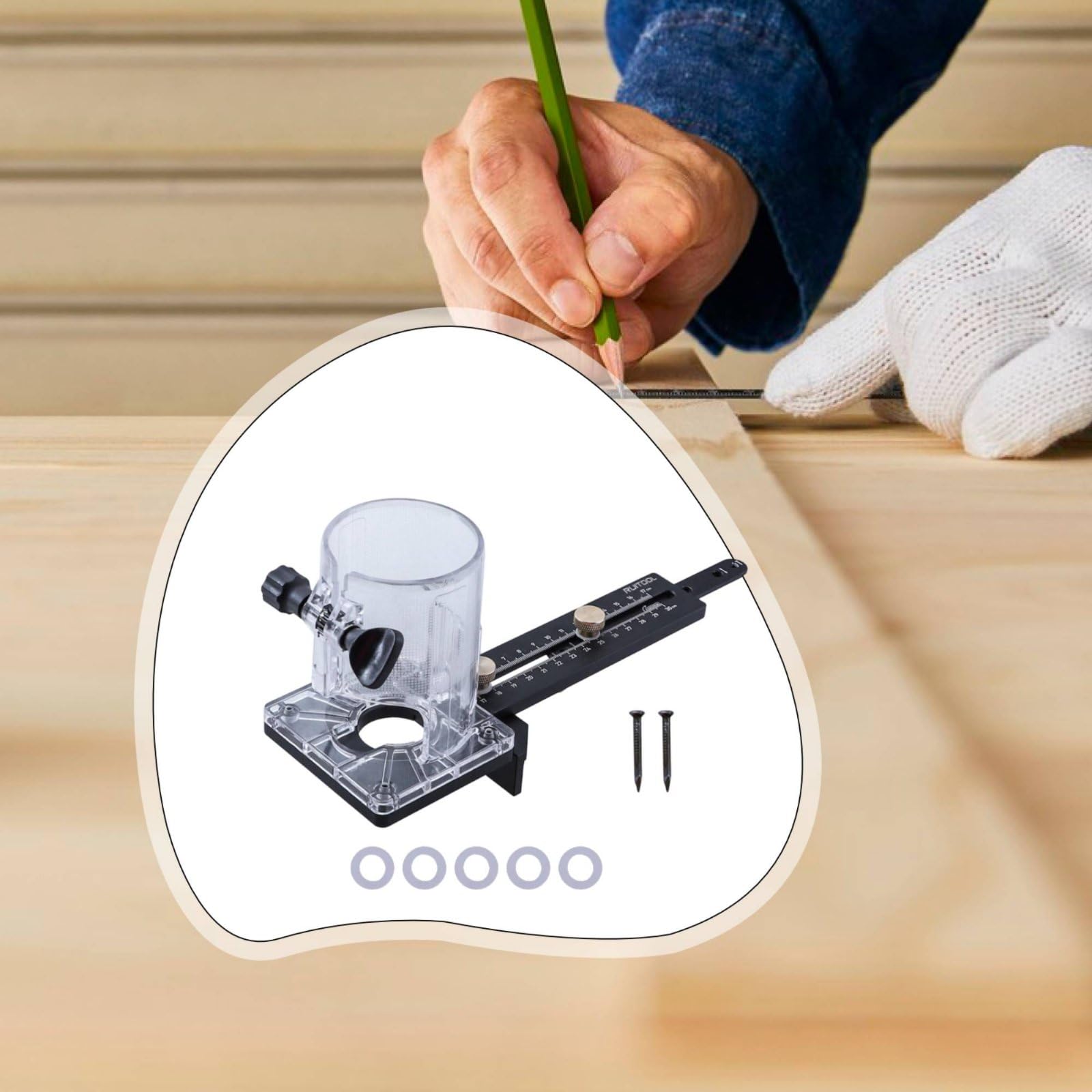 Fresadora de Madera Plantilla de Corte Circular Accesorio de Enrutador Guía para Ranuras con Posicionamiento Doble en Aleación de Aluminio Adecuada para Guitarras Altavoces Carpintería