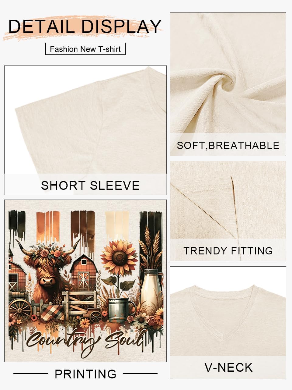 Women Cowgirl Shirts Vintage Farm Country T Shirts Funny Cow Graphic Tees Short Sleeve Tops - Image 5