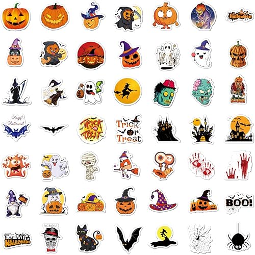 Miniatura 3 de 100 calcomanías de Halloween para botellas de agua, vinilo impermeable para todo el día de la Pascua, calcomanías temáticas de calabaza, laptop,