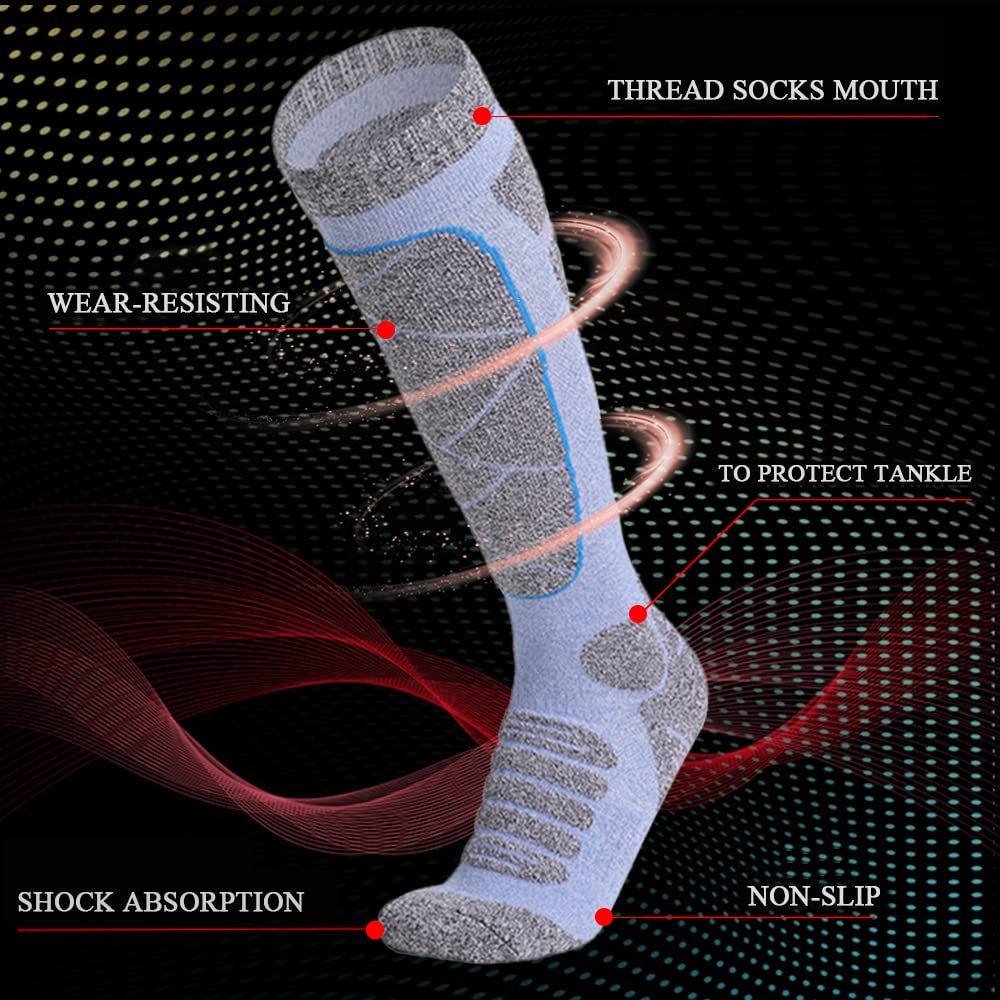 Bseical Lot De 2 Chaussettes De Ski Haute Performance Pour Femme Et Enfant 35-39, Pour Sports D'Hiver, Snowboard, Alpinisme, Randonnée