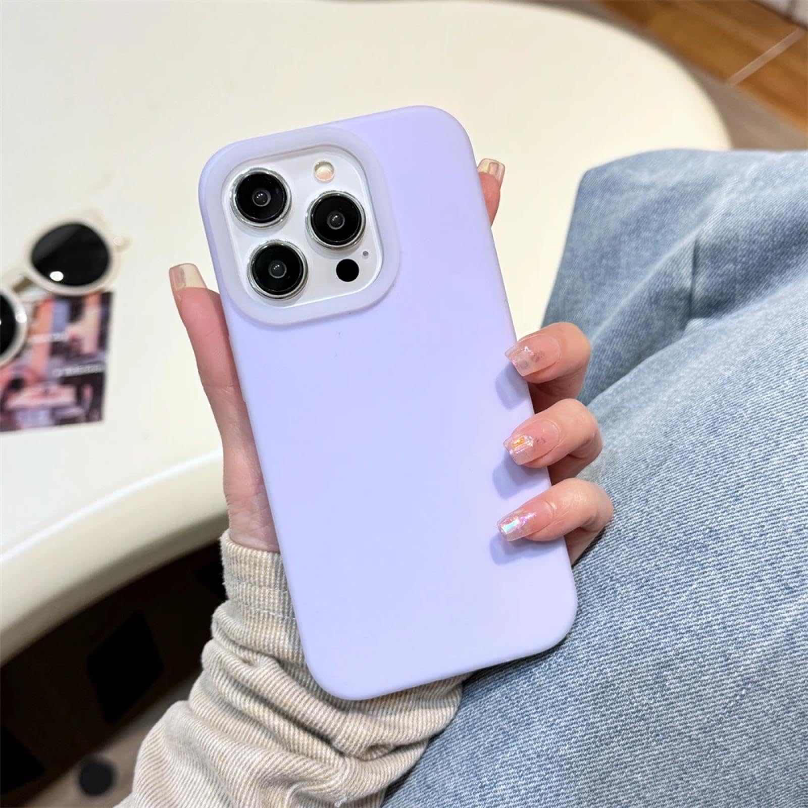 Coque silicone liquide iPhone 13 violet mat antichoc de protection - 7