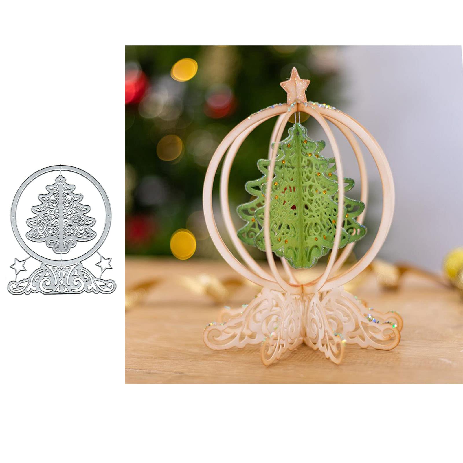 DDeehs Christmas Crystal Ball Metal Die Cuts ,Christmas Tree Star Card Cutting Dies Cut Stencils DIY Scrapbooking Album Embossing Paper Card Art Craft