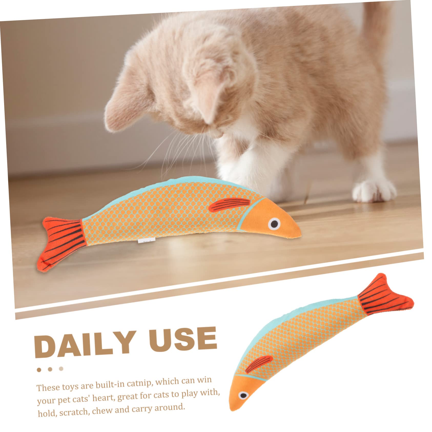YARNOW Jouet à L’Herbe à Chat en Peluche pour Chat, Forme Poisson, à Mâcher, à Griffer, pour Jouer et Se Divertir Longtemps