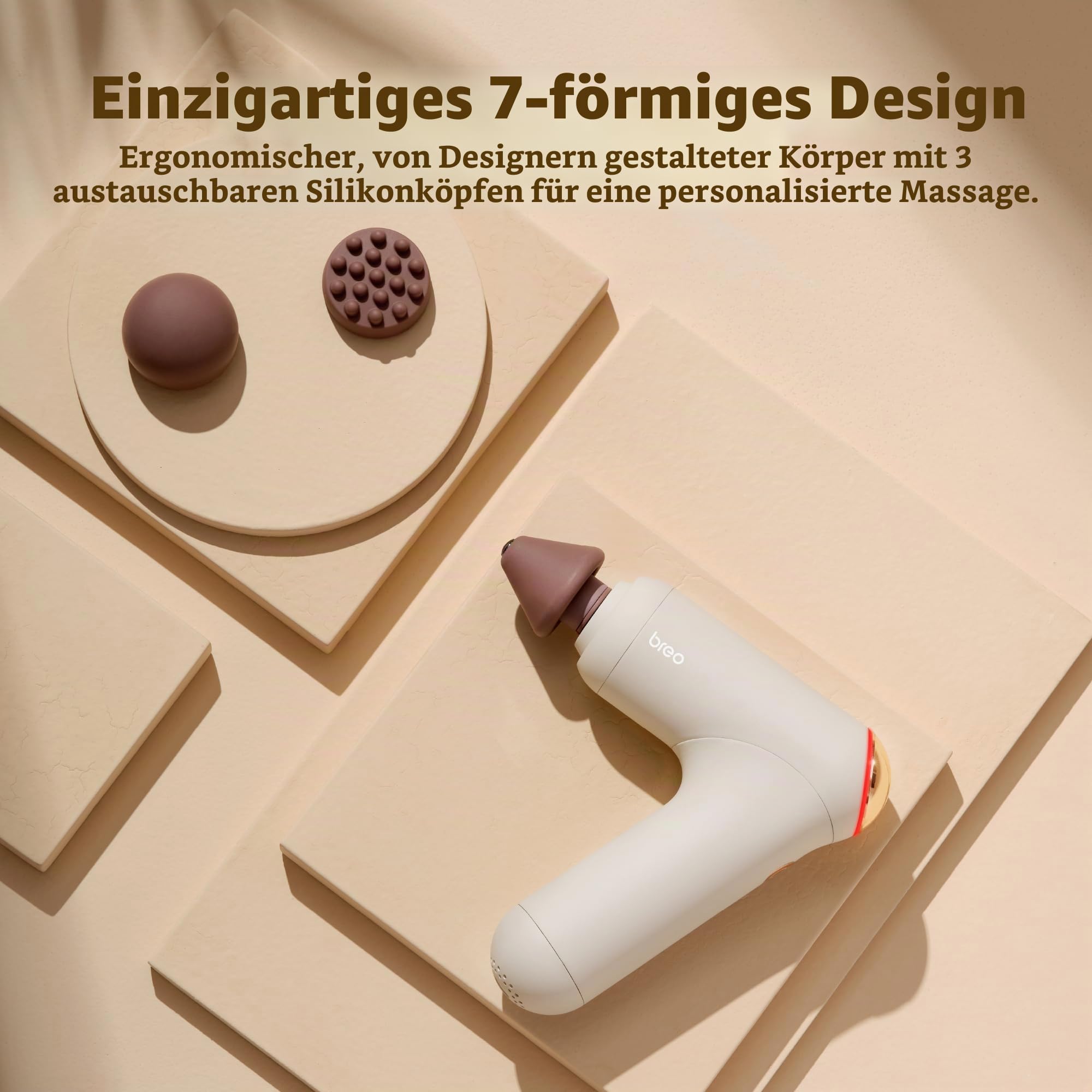 Breo Lucky 7 Massagegerätpistole mit Wärme, Tiefengewebe-Muskelstimulator, Körperentspannung, geräuscharm für die Erholung