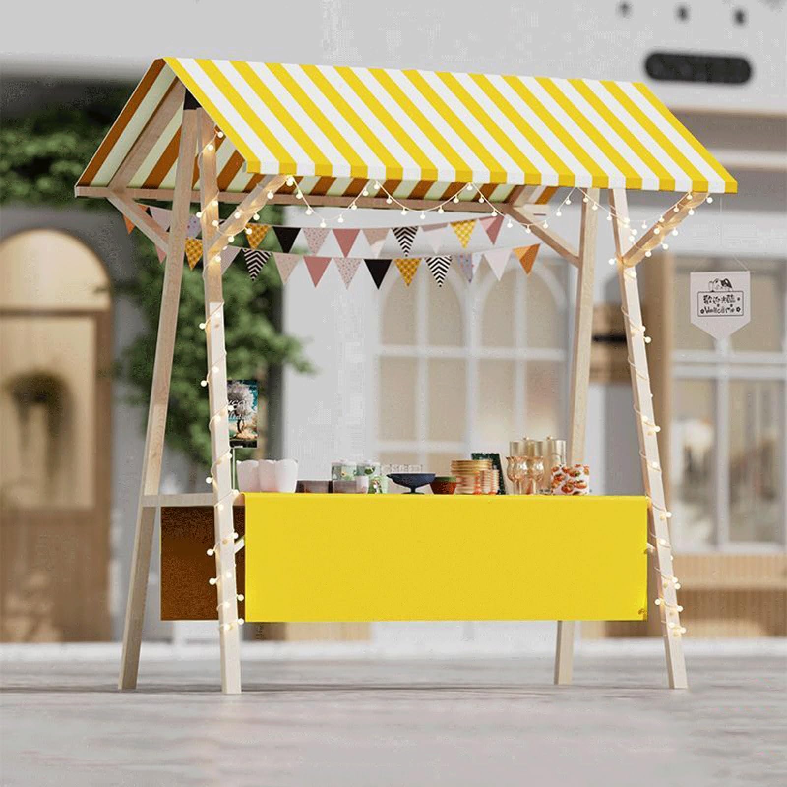 LJYKBFL Foldable Food Cart on Wheels, Lightweight Vendor Stall for Street Markets, Farmers Markets, and Craft Shows, Portable Display Stand for Outdoor Vendors