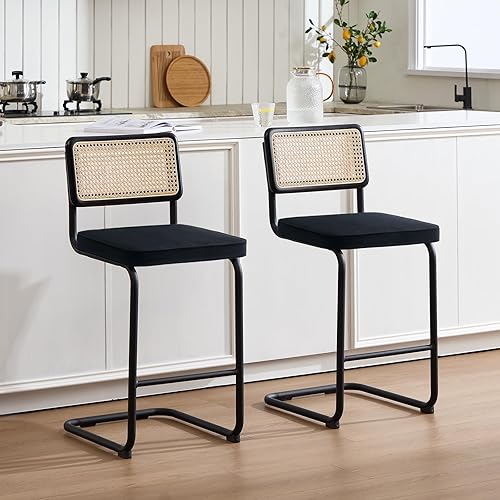 Miniatura 9 de Zesthouse Juego de 2 taburetes de altura de mostrador, taburetes de bar modernos de 24 pulgadas, sillas de mostrador de diseño voladizo de mediados