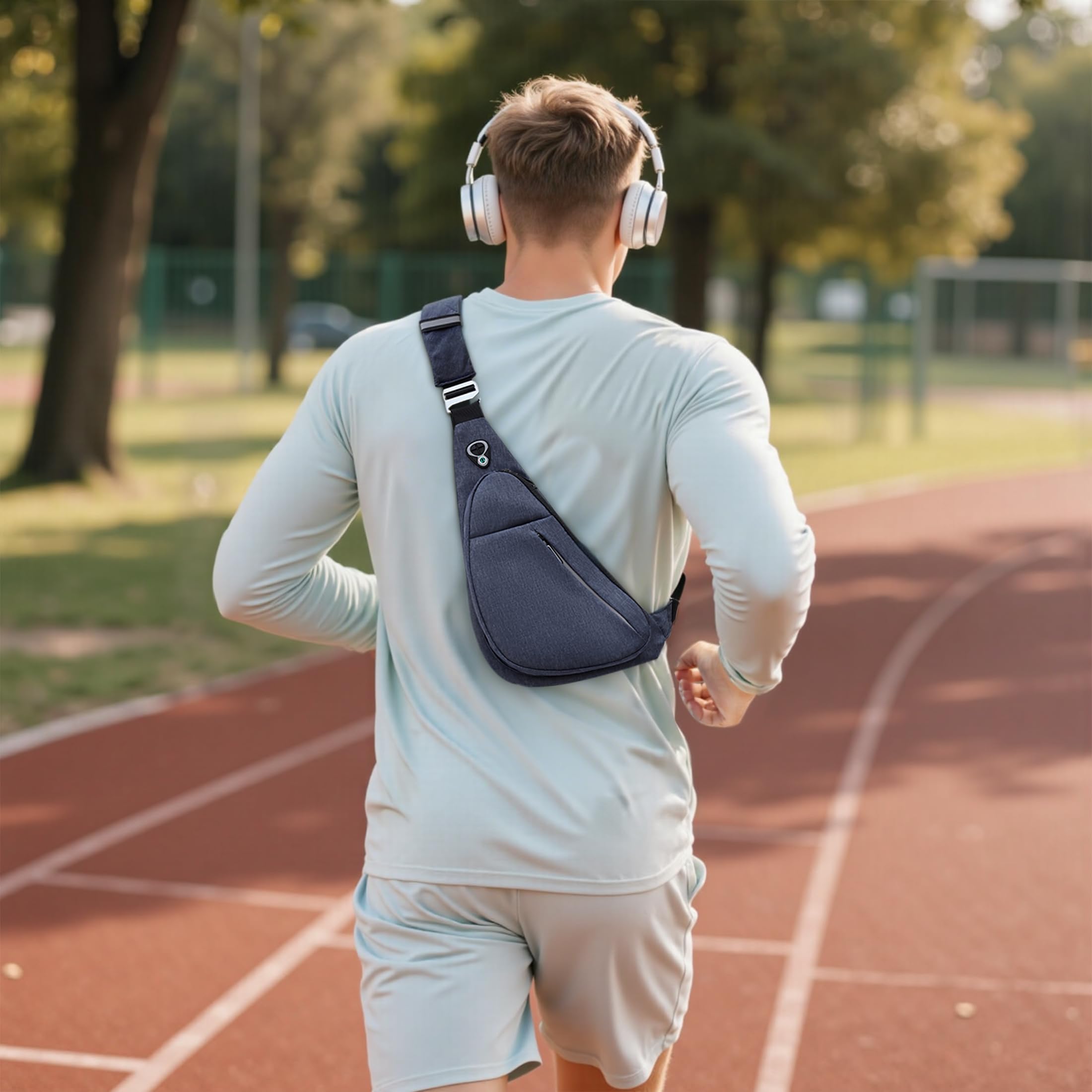 VARLIVOO Zaino Monospalla da Uomo Sling Bag Borse a Spalla Borsa a Tracolla Viaggio Escursionismo Ciclismo Impermeabile Poliestere Blu B
