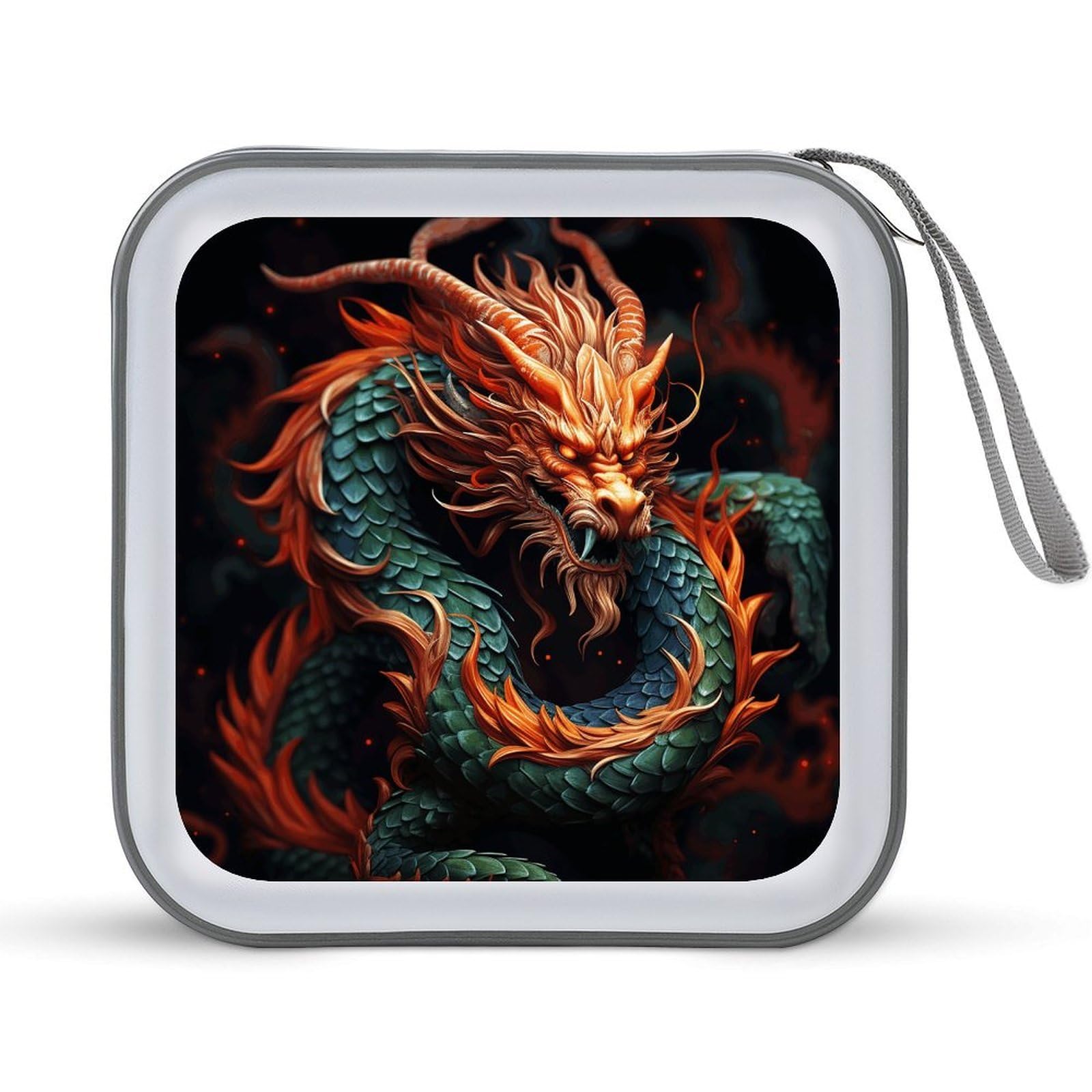 VstaDank - Chinese Dragon CD Case with DVD Holder Laptop Log Holder Large Storage Wallet DVD Disc Storage Bag Hard Plastic Large Capacity