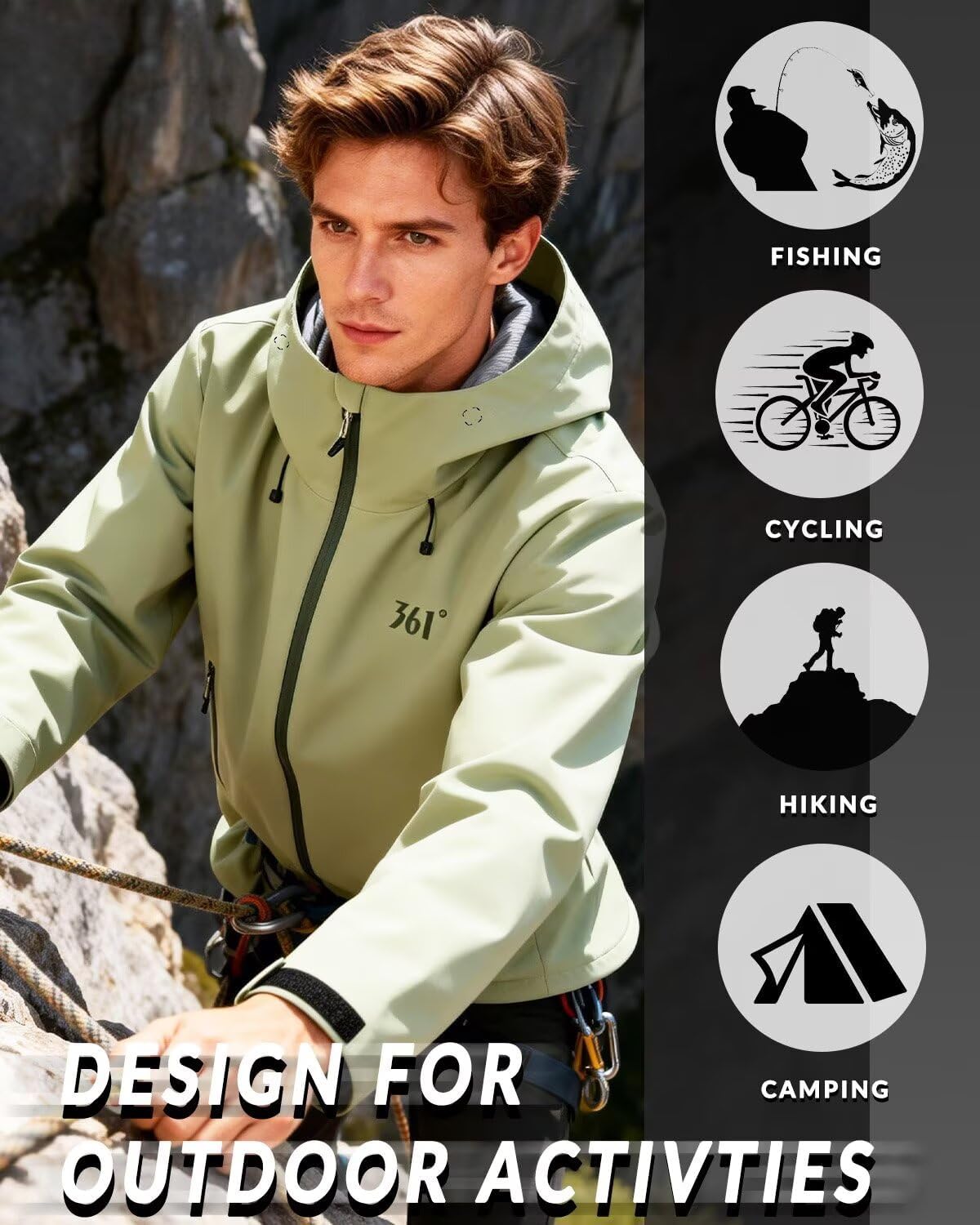 361° Waterproof Jackets for Men running Jacket for Women Rain Coat Lightweight,Windbreaker Hiking Jacket for Cycling