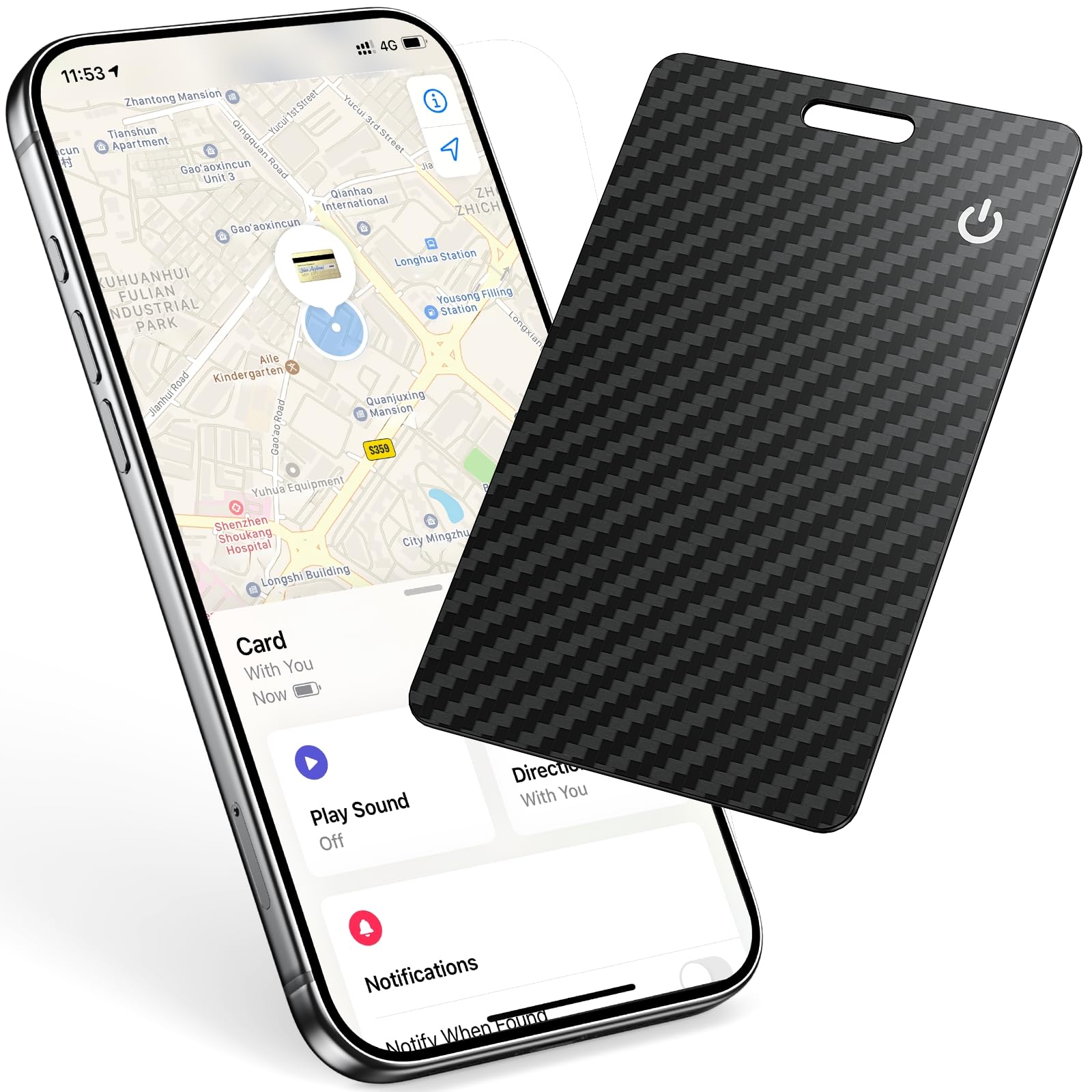 Smart Air Tracker Card Tag Ricaricabile Wallet Tracking Card Compatibile con Apple Dov'è, Localizzatore Portafoglio sottile 1,7 mm