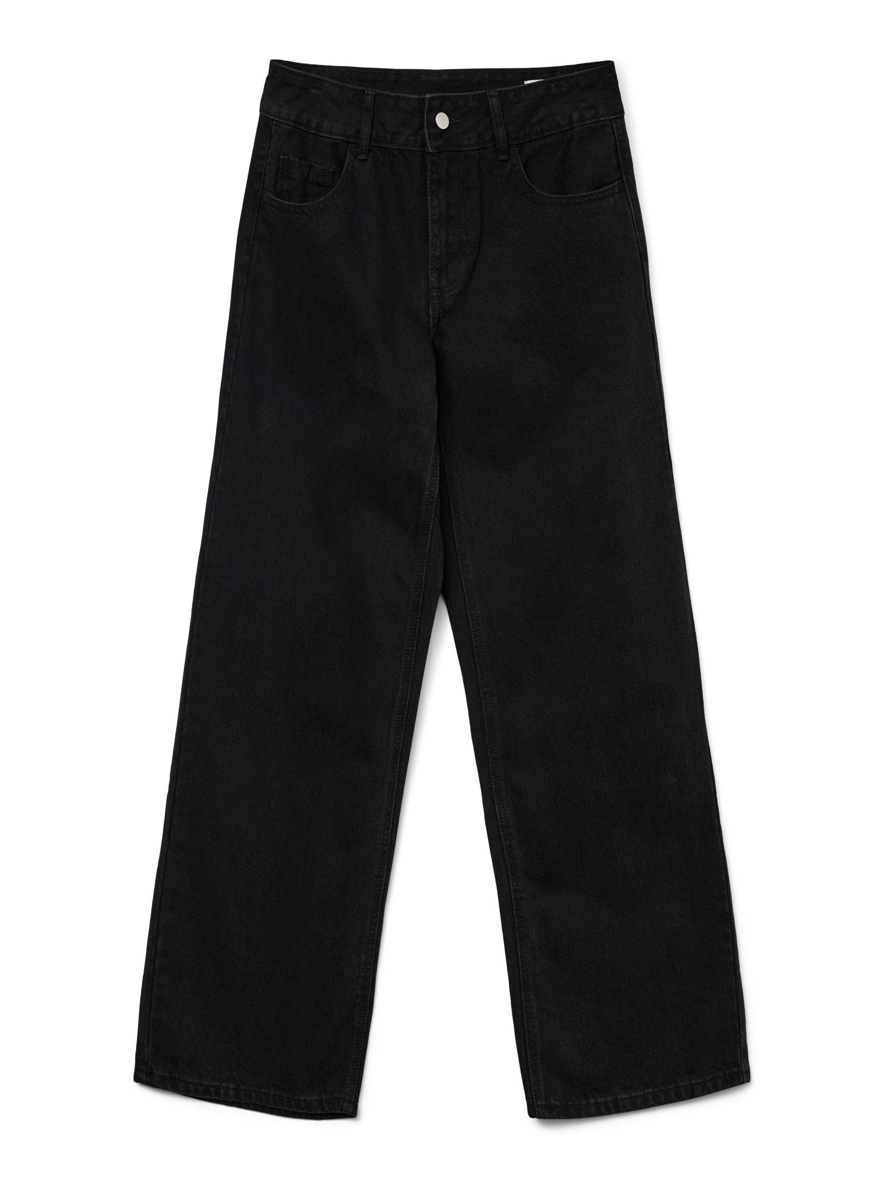 VERO MODA Awrena Mr Wide Denim Jeans Li1110 Noos, Black Denim, 25W x 30L