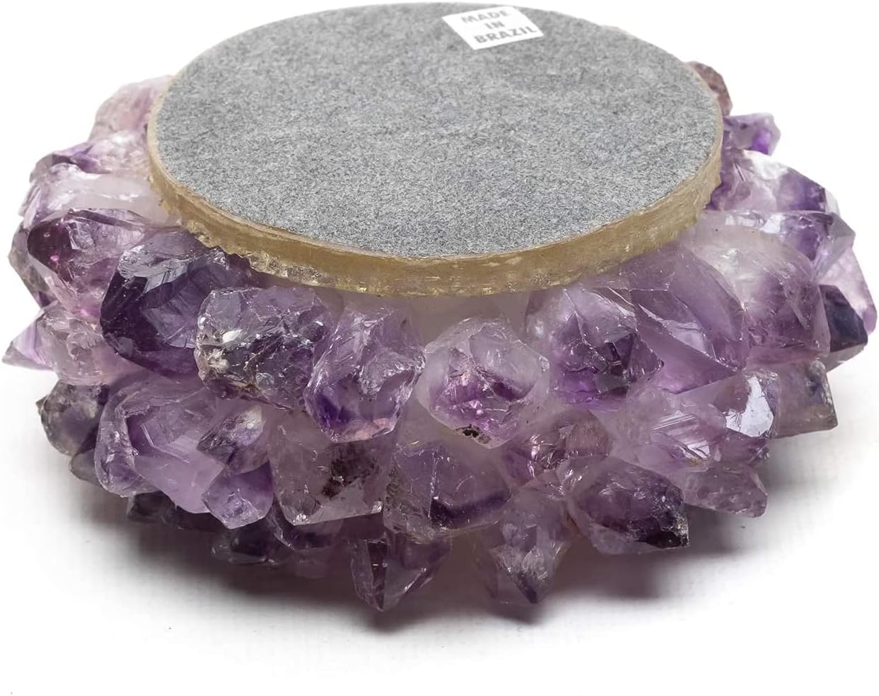 Natural Meditation Amethyst Cluster with Crystal Points - Handmade Chakra Tea Light Candle Holder - Decorative Peaceful, Higher Love Energy, Fits Tea Light Candle …