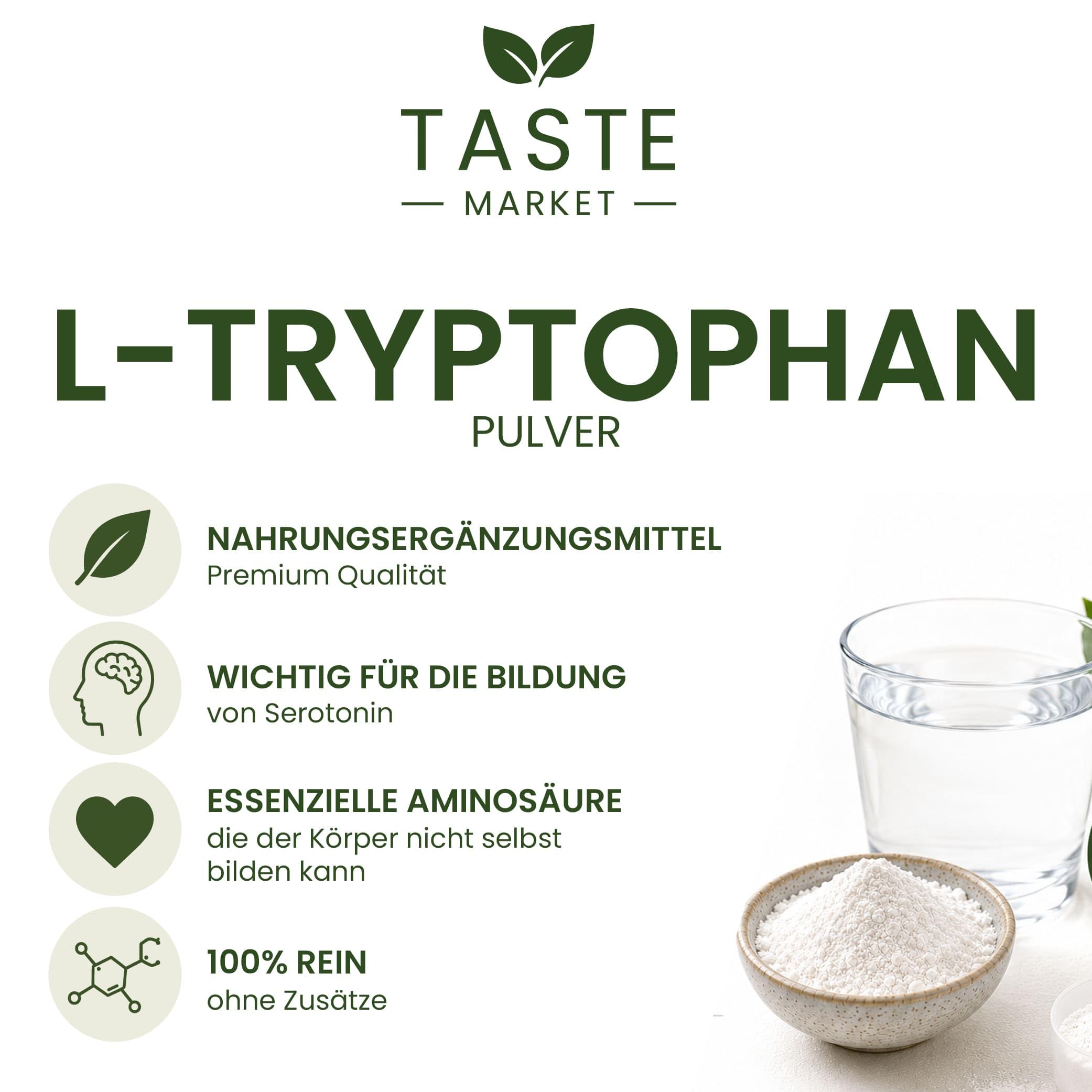 1 kg L-Tryptophan 500 mg | Pulver | Aminosäure | 100% rein | Schlafen | Sport