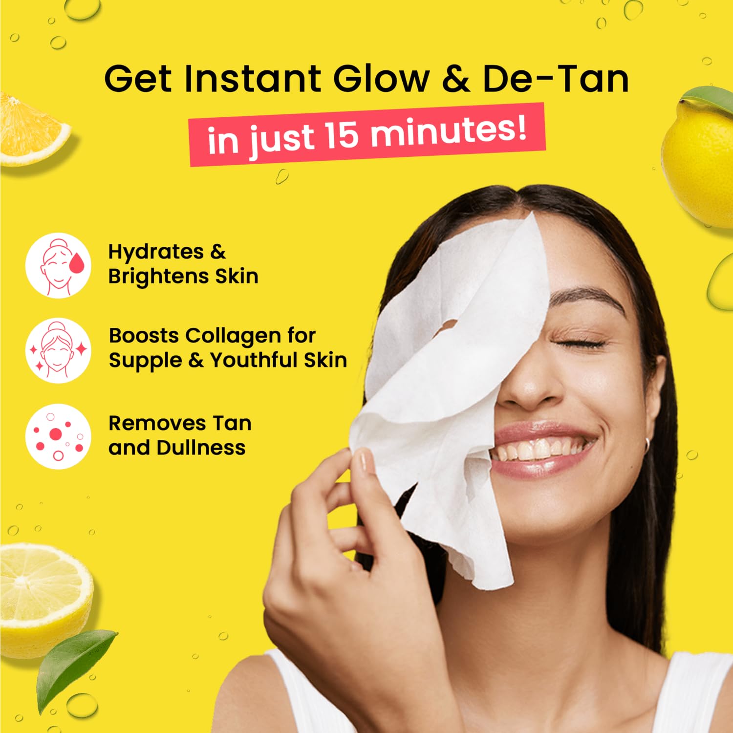 Chicnutrix – Collagen & Vitamin C Korean Sheet Mask | Instant Brightening & Glow | With Niacinamide & Hyaluronic Acid | All Skin Types | 25g - Image 4 thumbnail