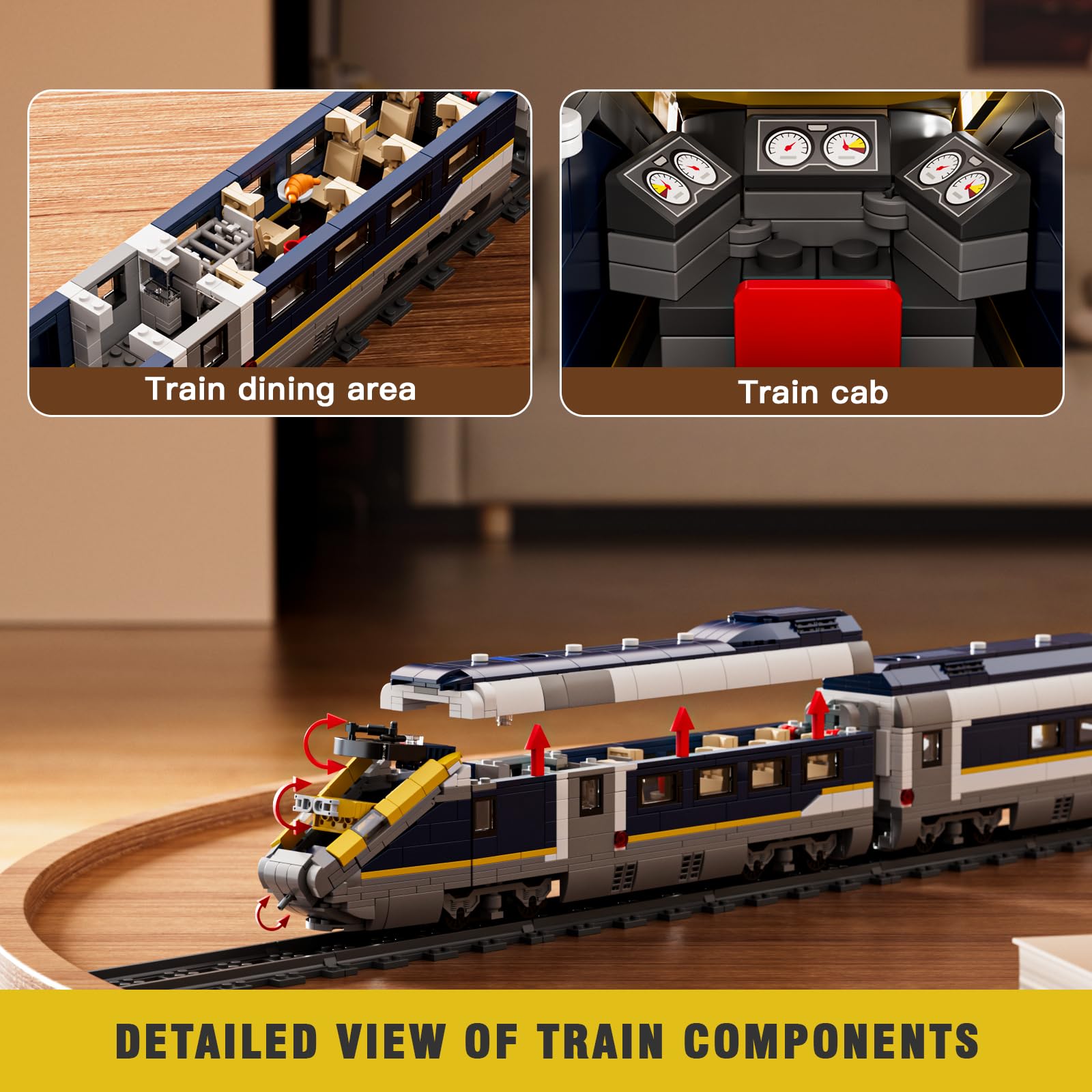 Mould King 12016 Technik Ferngesteuertes Zug Modellbausatz E320 Klemmbausteine Zug Eisenbahn Bausteine Personenzug mit LED Licht Kompatibel mit Andere Marken(1948 Teile)