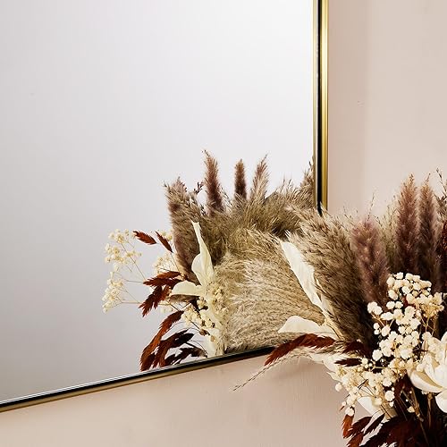 Miniatura 4 de ANDY STAR Espejo arqueado, espejo de baño dorado de 20 x 30 pulgadas con marco de metal de acero inoxidable, esquina redondeada superior de arco de