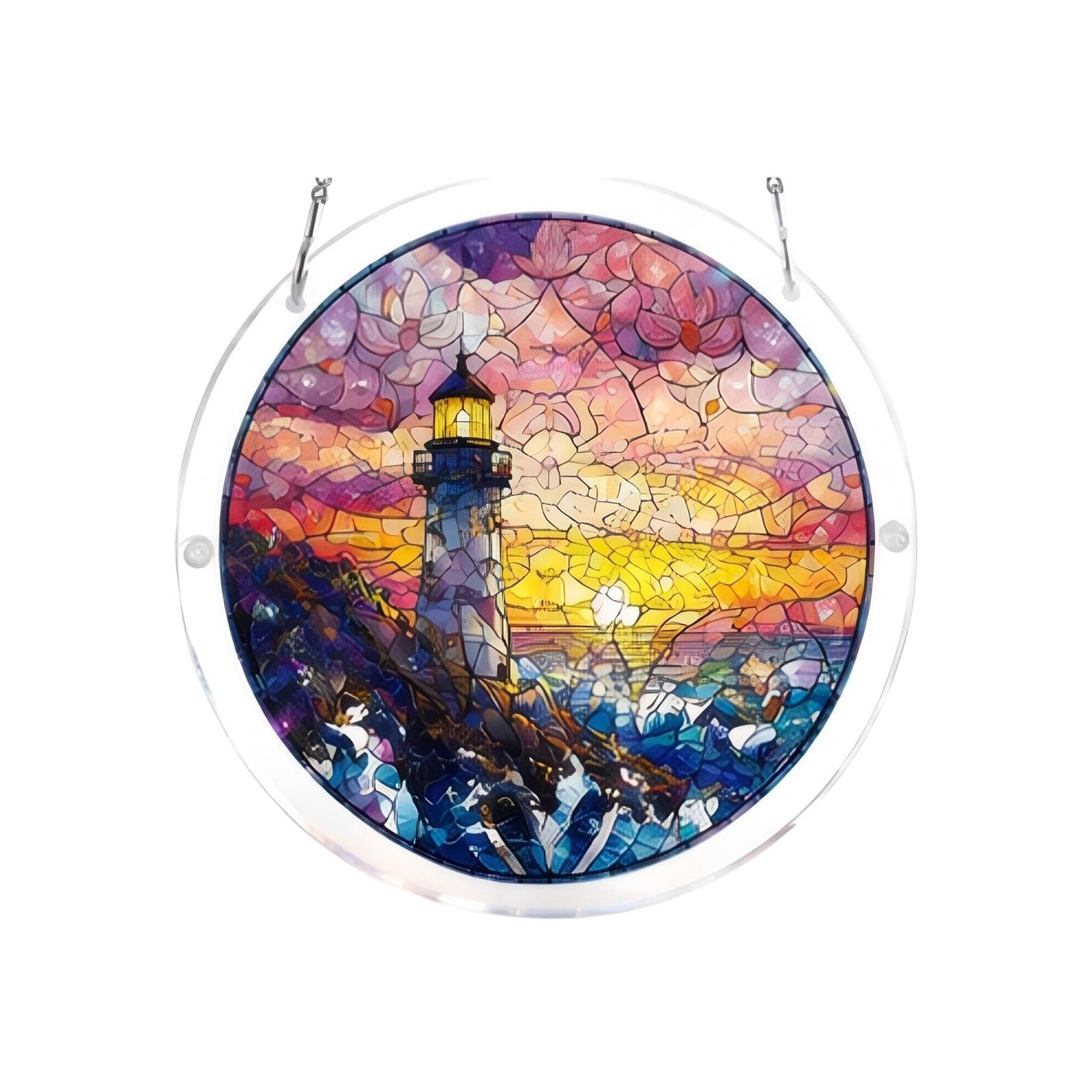 Acrylic Puzzle Suncatcher, Acrylic Jigsaw Suncatcher Puzzle, DIY Assembled Window Hanging Ornament, Multi Pattern Variants Color Light Catcher Home Wall Room Art Decor (D)