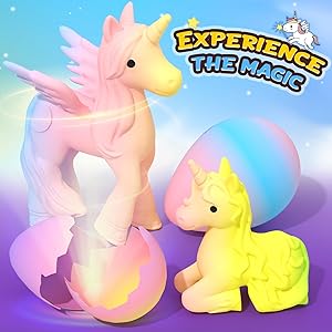 Unicorn Hatching Rainbow Eggs for Kids - 6 Pack Unicorn Toys for Boys & Girls, Birthday Easter Basket Stuffers Gift Ideas for Kids 3+ Year Old - Girl Gifts for Ages 3 4 5 6 7 8
