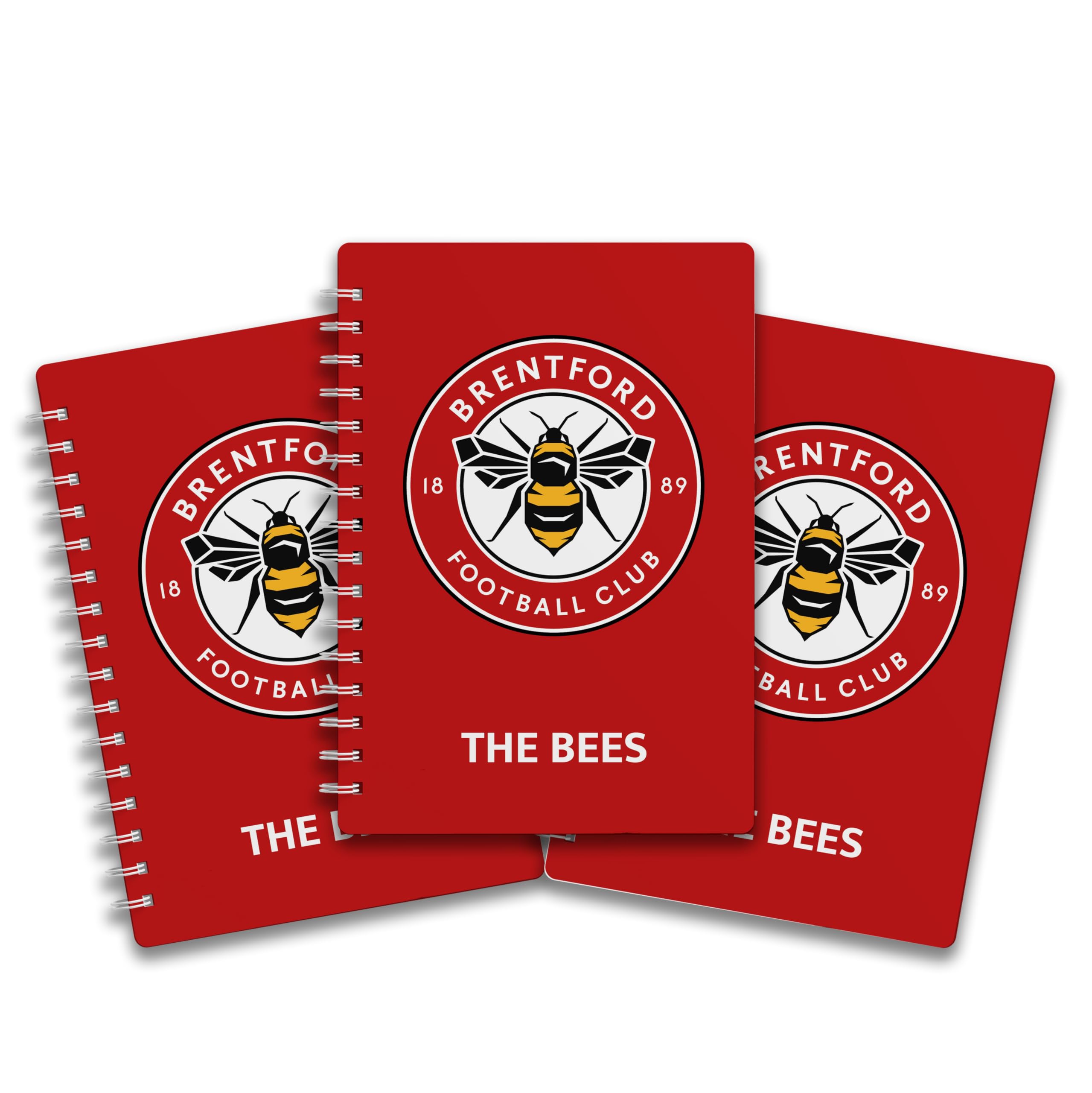 Pack of 3 - A5 Lined Wire-Bound Notebooks featuring the 'The Bees - Brentford. Perfect for dedicated fans who want to bring their passion for the team into their daily lives.