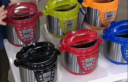 COOK'S ESSENTIALS - Olla a presión digital con tapa de 4 cuartos de galón (rojo)