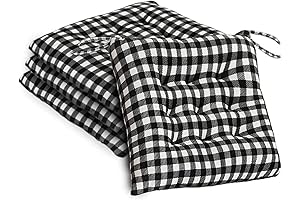 Buffalo Plaid Chair Pads, Set of 4 Black and White Plaid Chair...