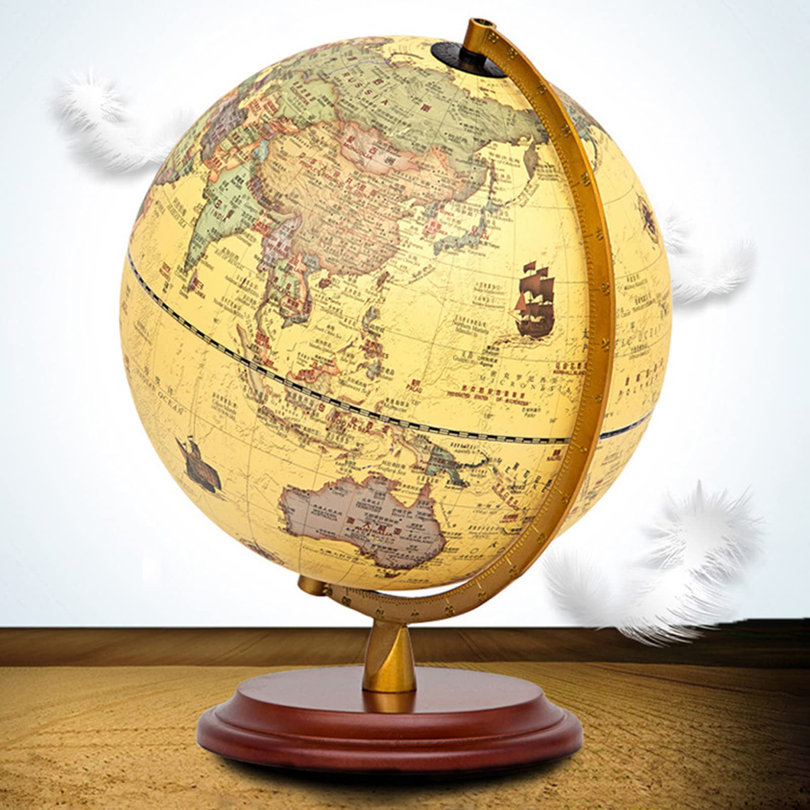 Mappamondo 3D con supporto Notte Adulti Bambini Visualizza Mappamondo antico per mappamondo da scrivania o aula(25 cm)