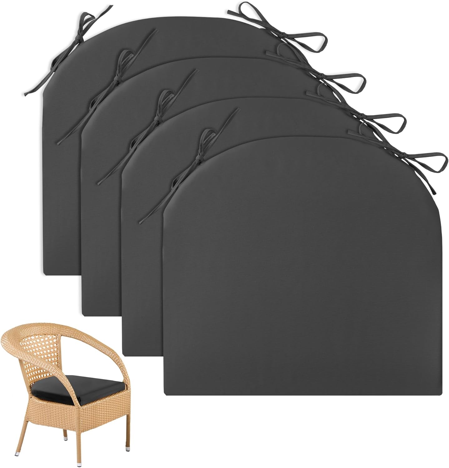 UNIKOME Outdoor Chair Cushions Pack of 4, UShape Water