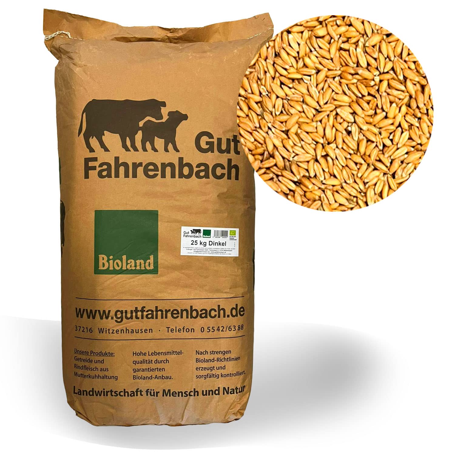 Bio-Dinkel 25 kg Landixx Gut Fahrenbach Dinkelkorn Dinkelmehl - aus kontrolliert ökologischer Landwirtschaft
