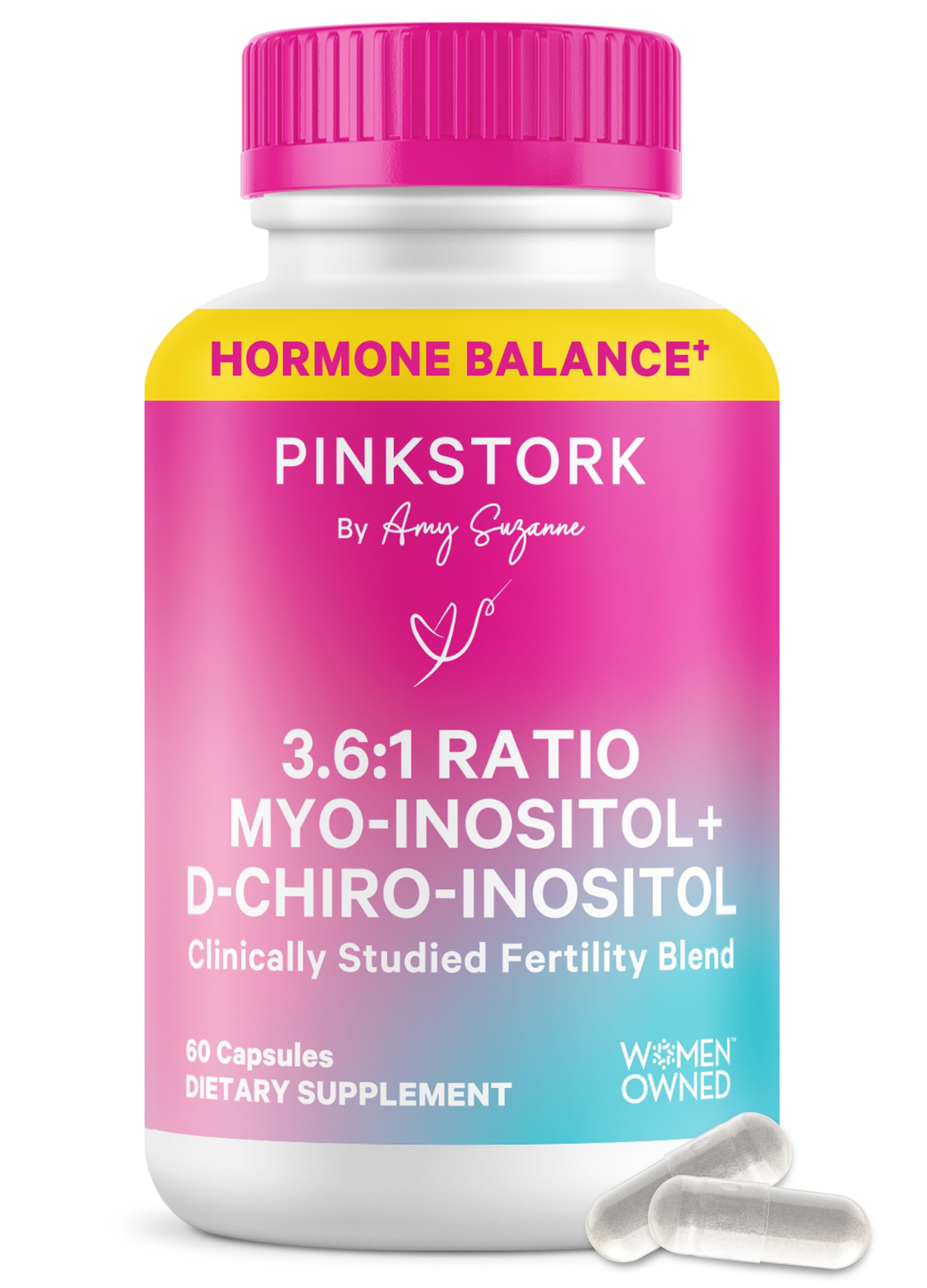 Myo-Inositol & D-Chiro Inositol: 3.6:1 Blend to Support Fertility, Hormone Balance for Women - Ovarian Function, Ovulation, Conception, and Period Support Supplement - 60 Capsules