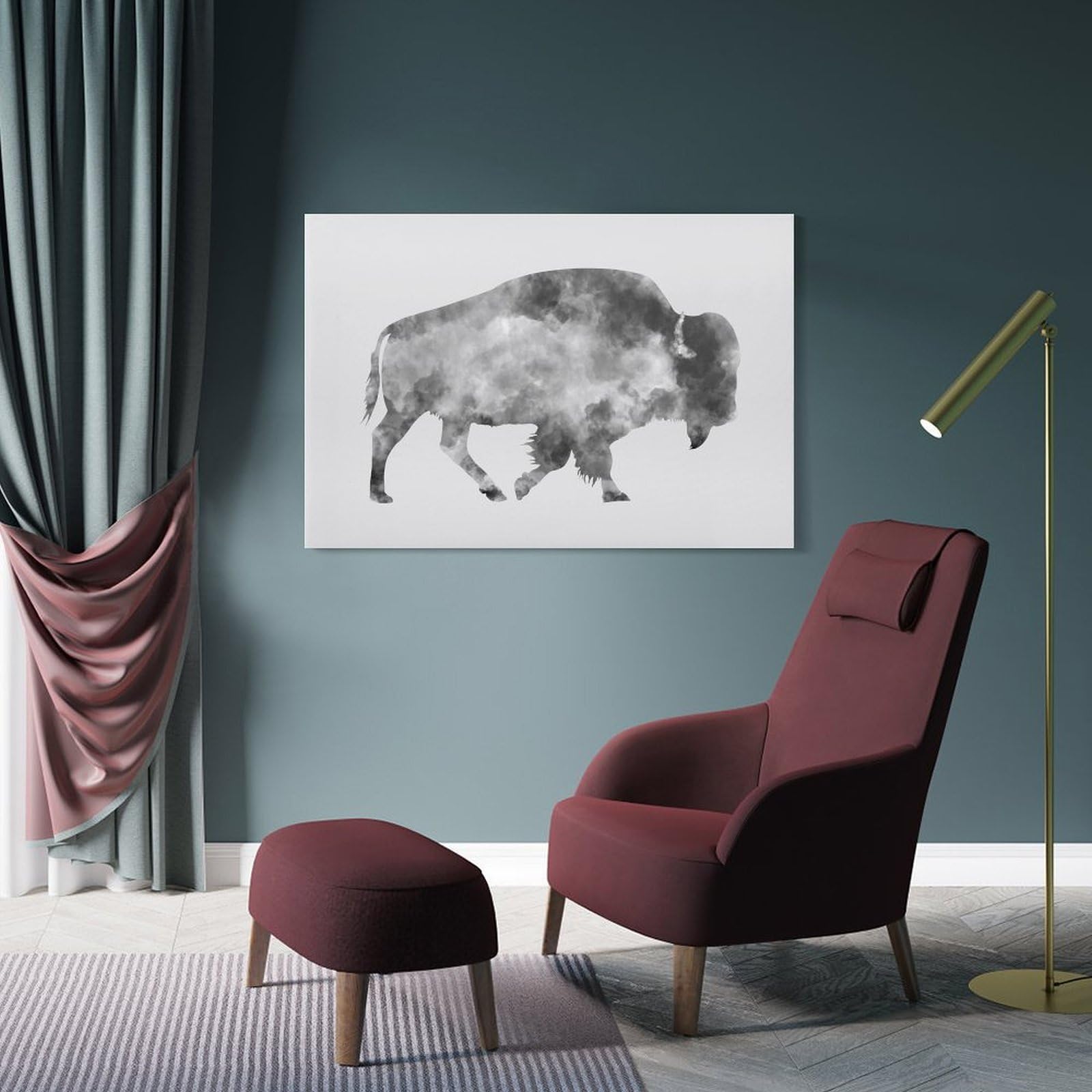 Junmoney American Bison Wall Art Print 20x30inch(50x75cm), for Hallway, Entryway Or Landing, A Neat Decor Update for Hallways, for Everyday Interiors
