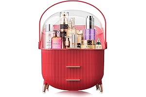 Portable Cosmetics Storage Box: A Preppy Skin Care Caddy for Vanity, Bathroom, Countertop, and Dormitory.
