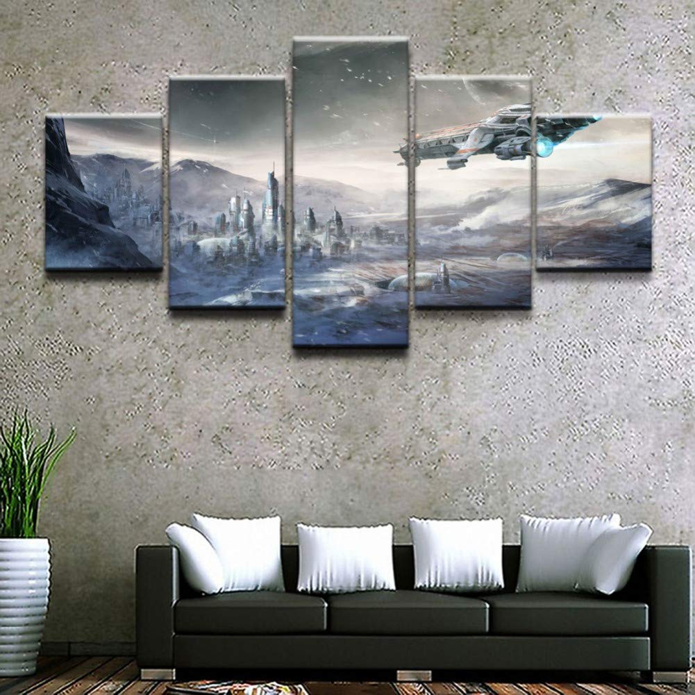 NYJNN Canvas Paintings 5 Panels Game Star Citizen Landscape Picture Canvas Wall Art Picture Home Decor Living Room Printed Painting Prints on Canvas5 canvas painting