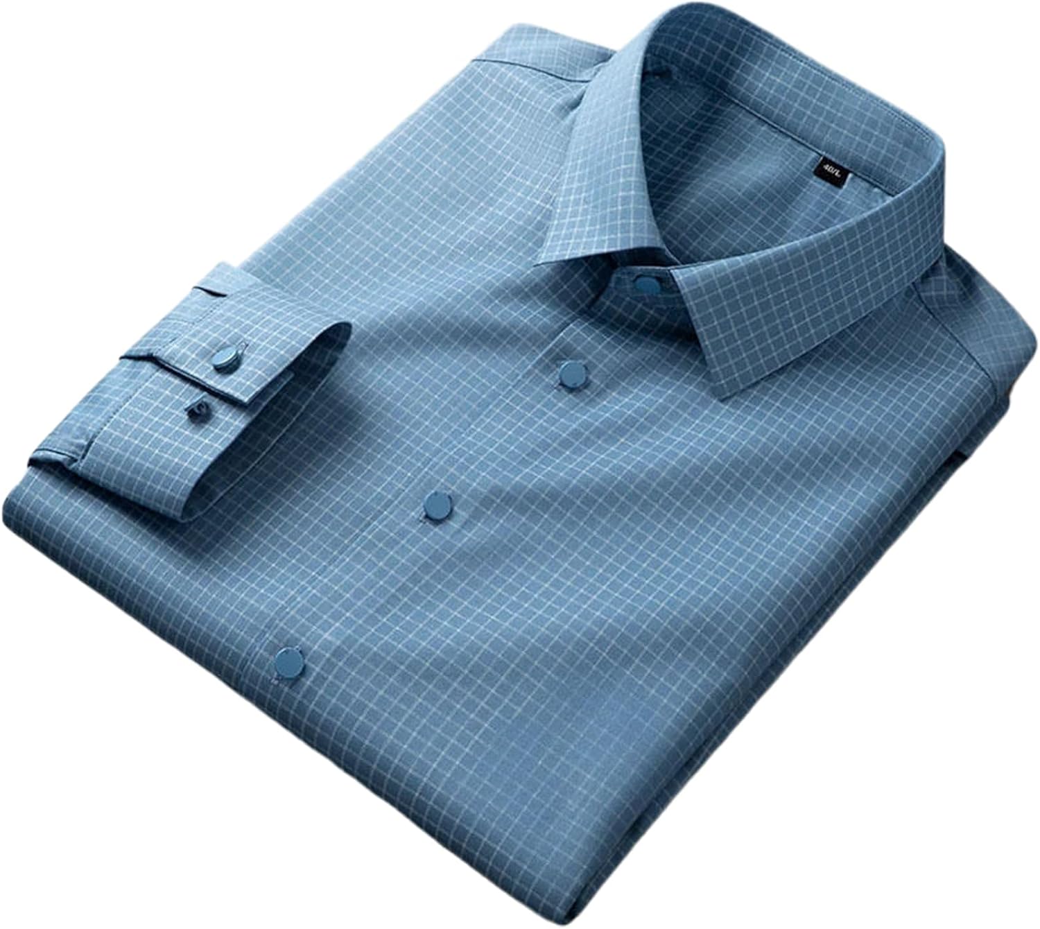 Men's Business Casual Shirt Men Solid Color Elastic Long-Sleeved Top