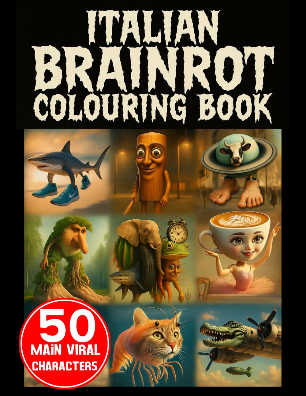 Italian Brainrot Colouring Book: 50 Main Viral Characters: Strange Designs to Colour for Kids, Teens and Adults Who Crave Chaos and Creepy-Cute Brainrot