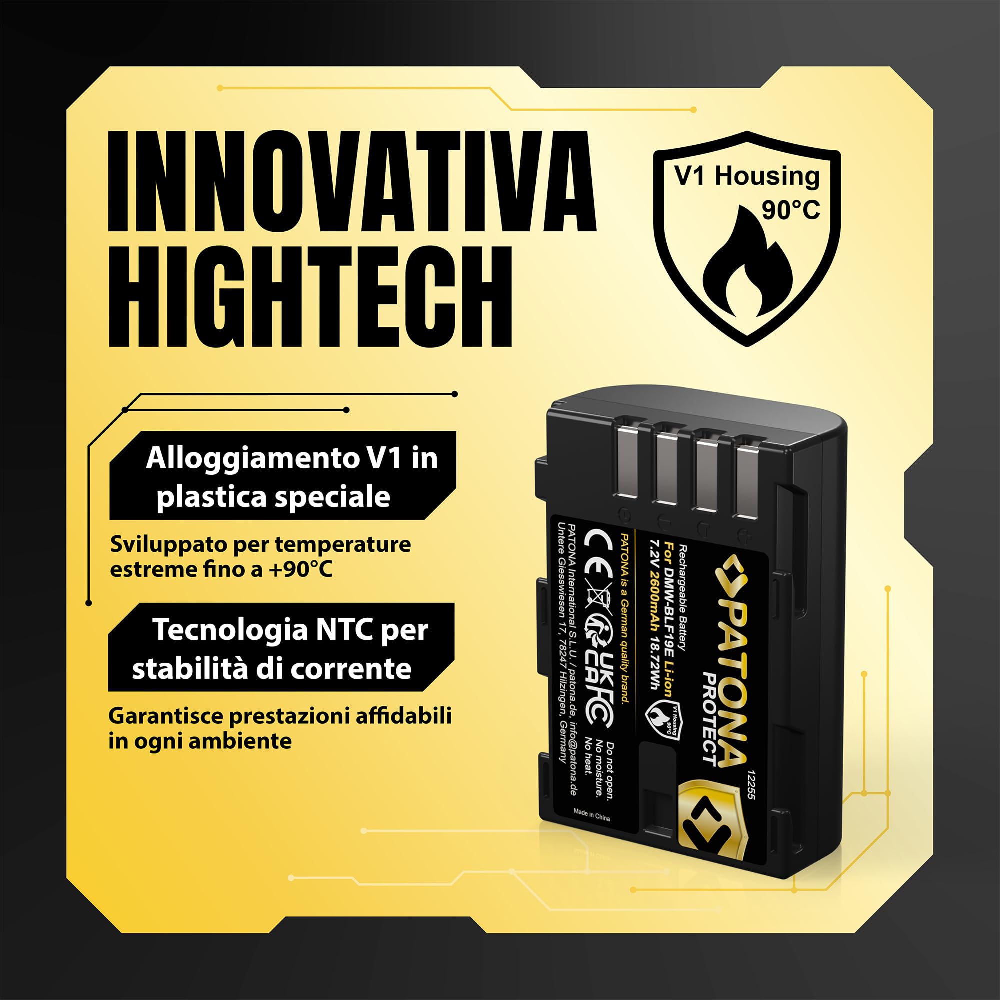 PATONA 2X Protect Batteria per Panasonic DMW-BLF19 BLF19E, 2600mAh