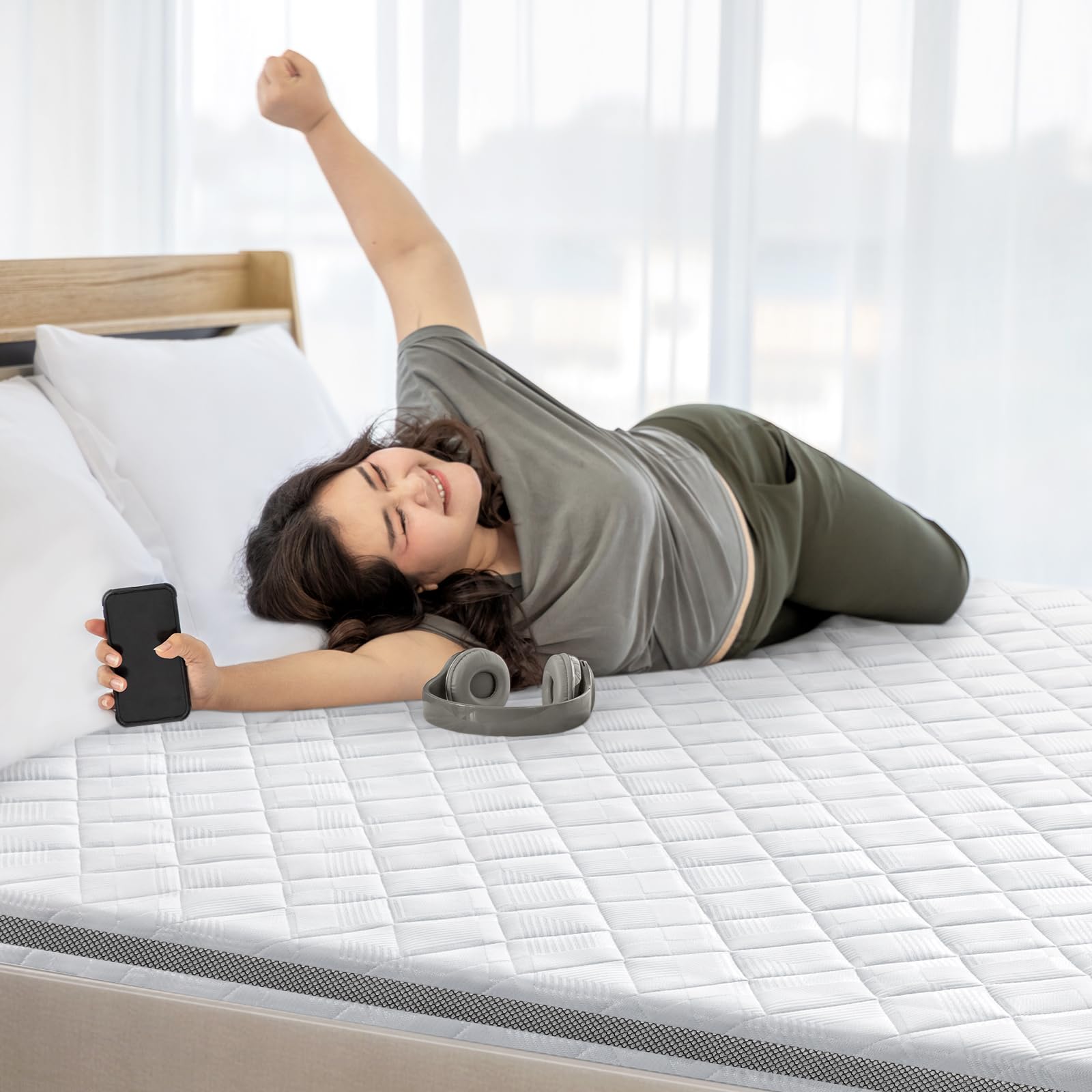BedStory Topper 180x200cm H5/H6 aus 7,5cm Höhe stüzender Kaltschaumkern, atmungsaktive 3D-Netz Bezug, Bequeme Matratzentopper für Boxspringbett und unbequemem Betten Schlafsofa