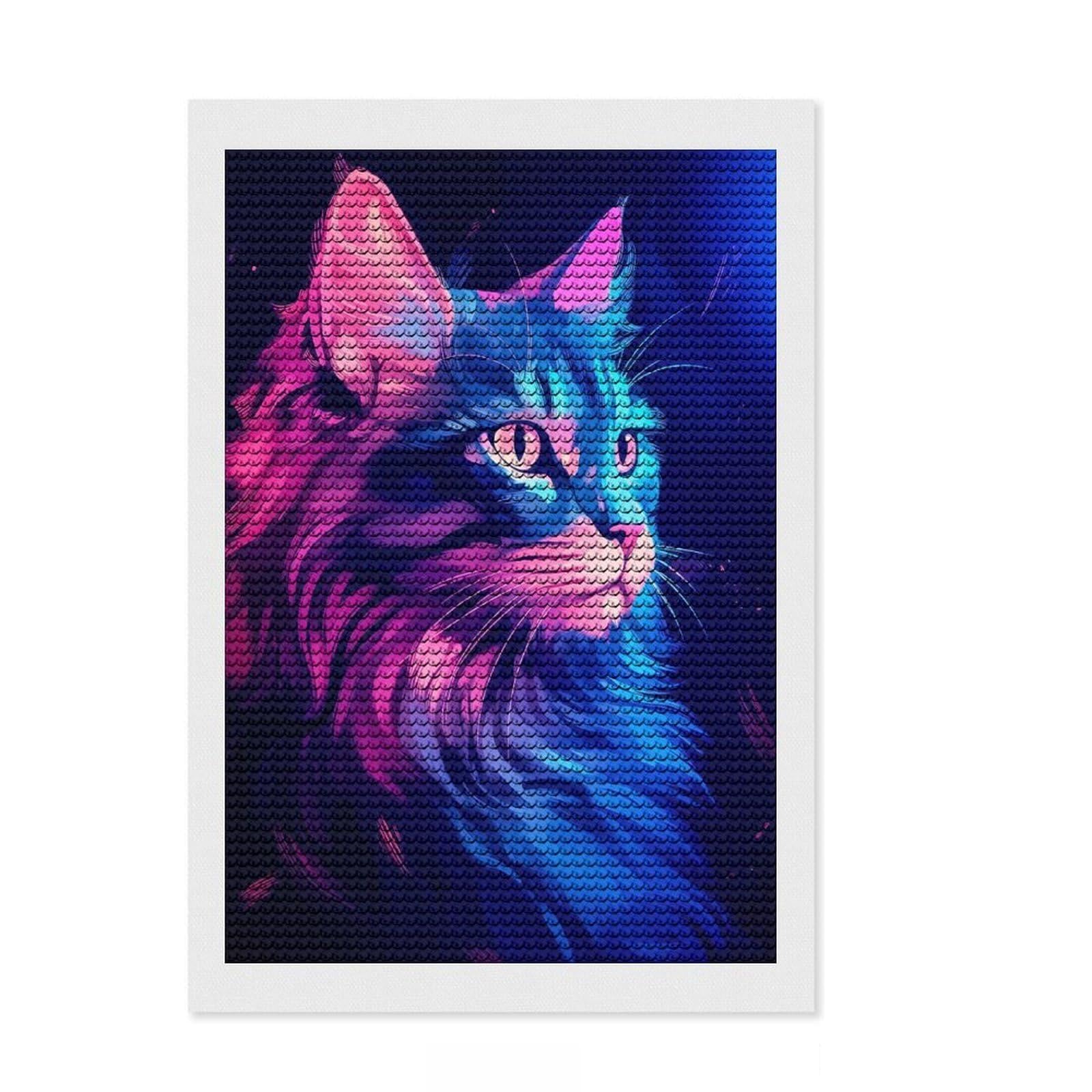 Junmoney Neon Whiskers Diamond Painting Kit 8"x12", for Women, Easy to Follow Symbols, Birthday Gift, Home Wall Decor, Neat Printed Canvas