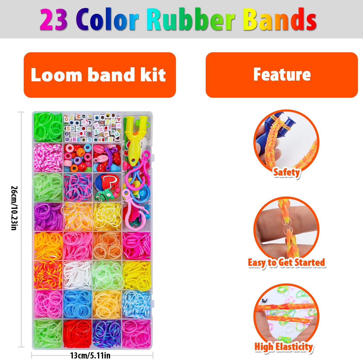 2500pcs Elastici per Braccialetti, Bracciale Elastici Colorati Bands Kit, fai da te Bambina Elastici di Gomma Bracciale Lavorare a Maglia Fare Braccialetti Perline Giocattolo