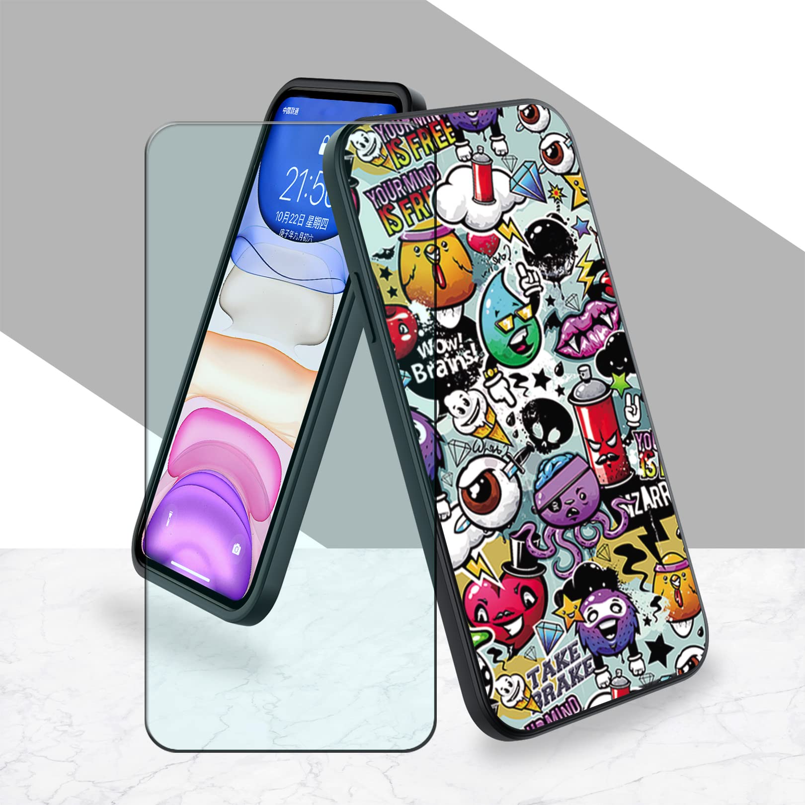 KJYF Cover per Motorola Moto G62 5G (6.5), Ultra Sottile Morbido Silicone Custodia Anti-Graffio Protettiva Case con 2 Pezzi Pellicola Vetro Temperato per Motorola Moto G62 5G - Nero & Trasparente
